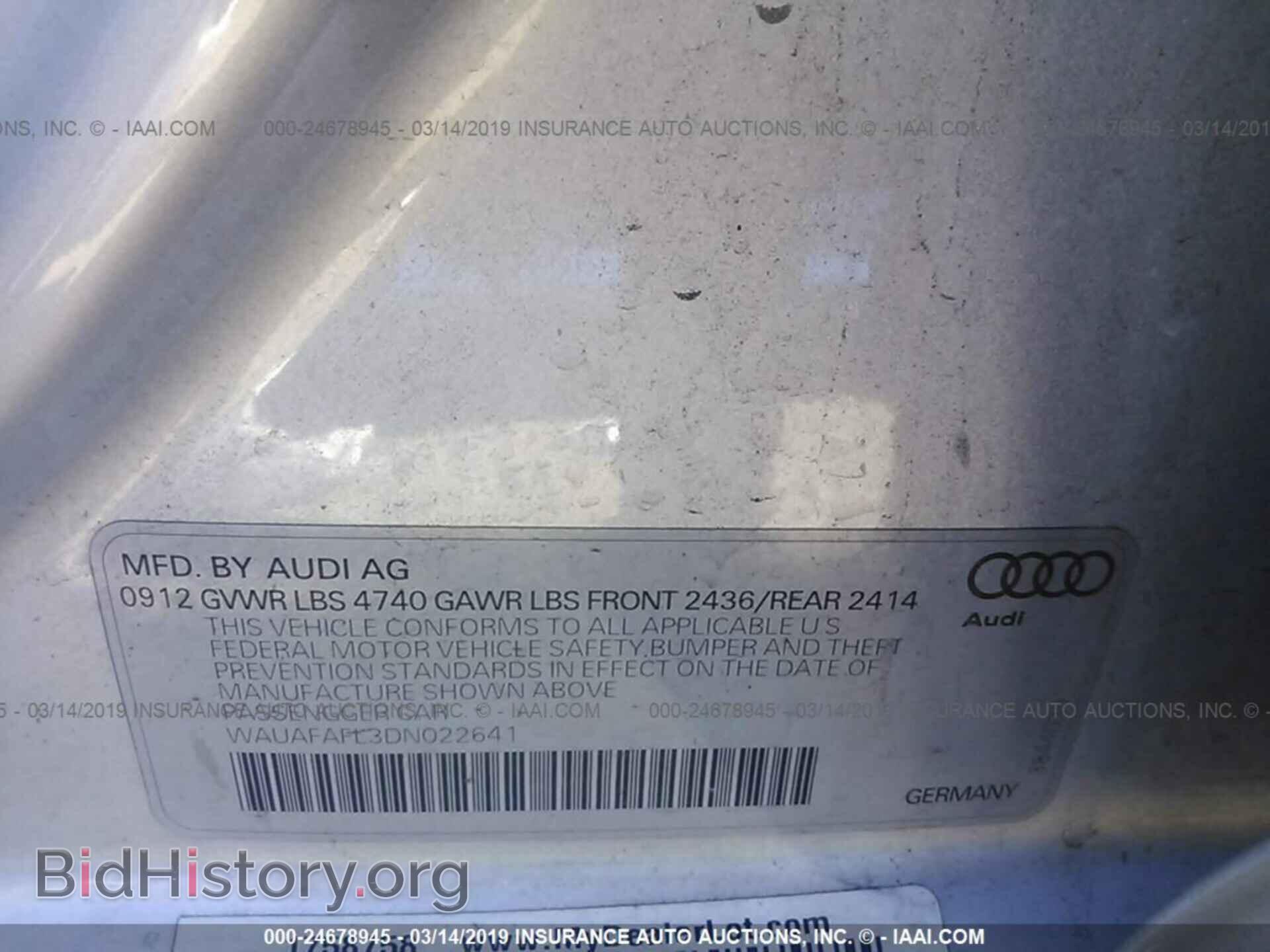 2013 AUDI A4 - VIN: WAUAFAFL3DN022641 - Фото 9