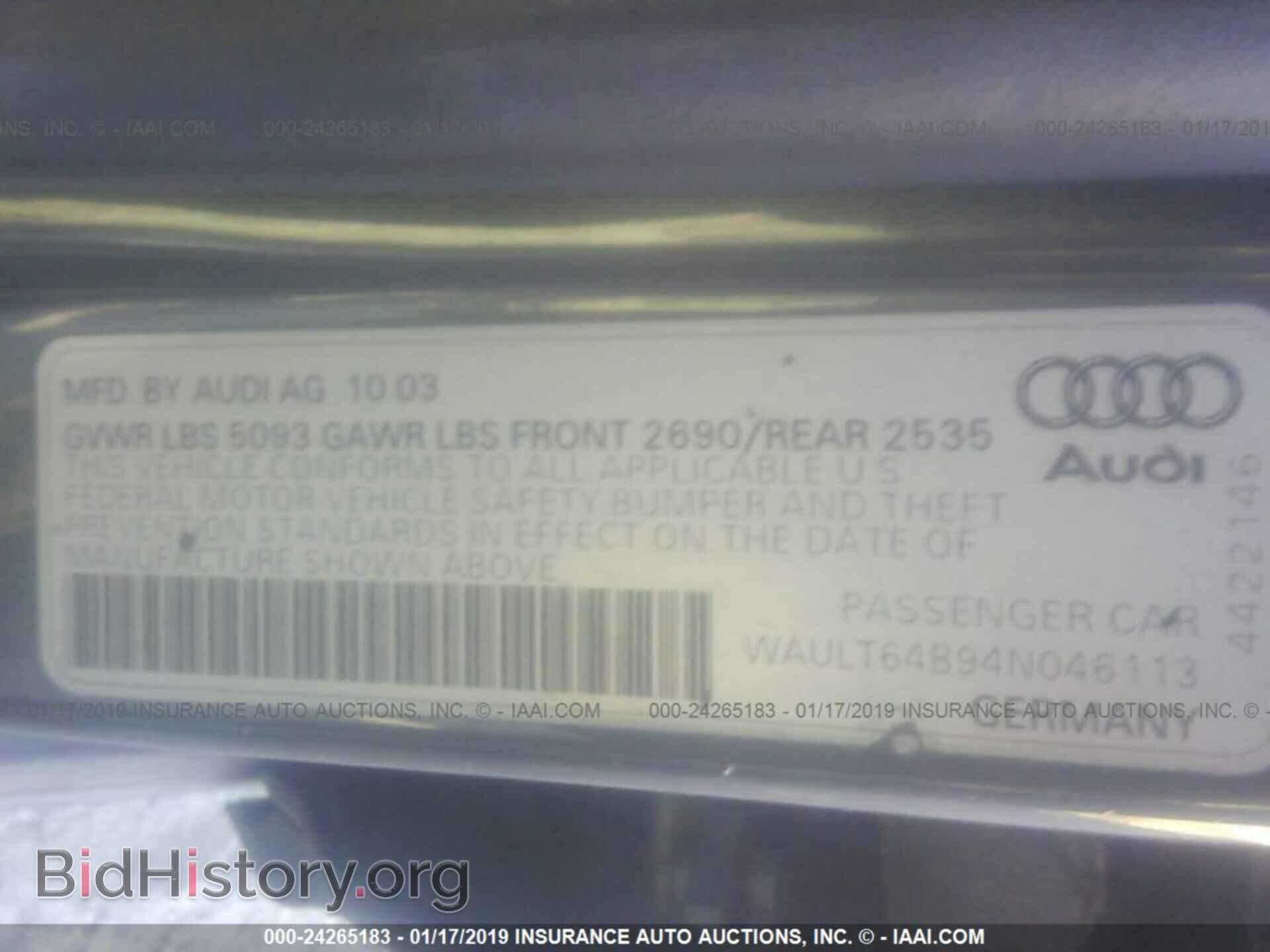 2004 AUDI A6 - VIN: WAULT64B94N046113 - Photo 9