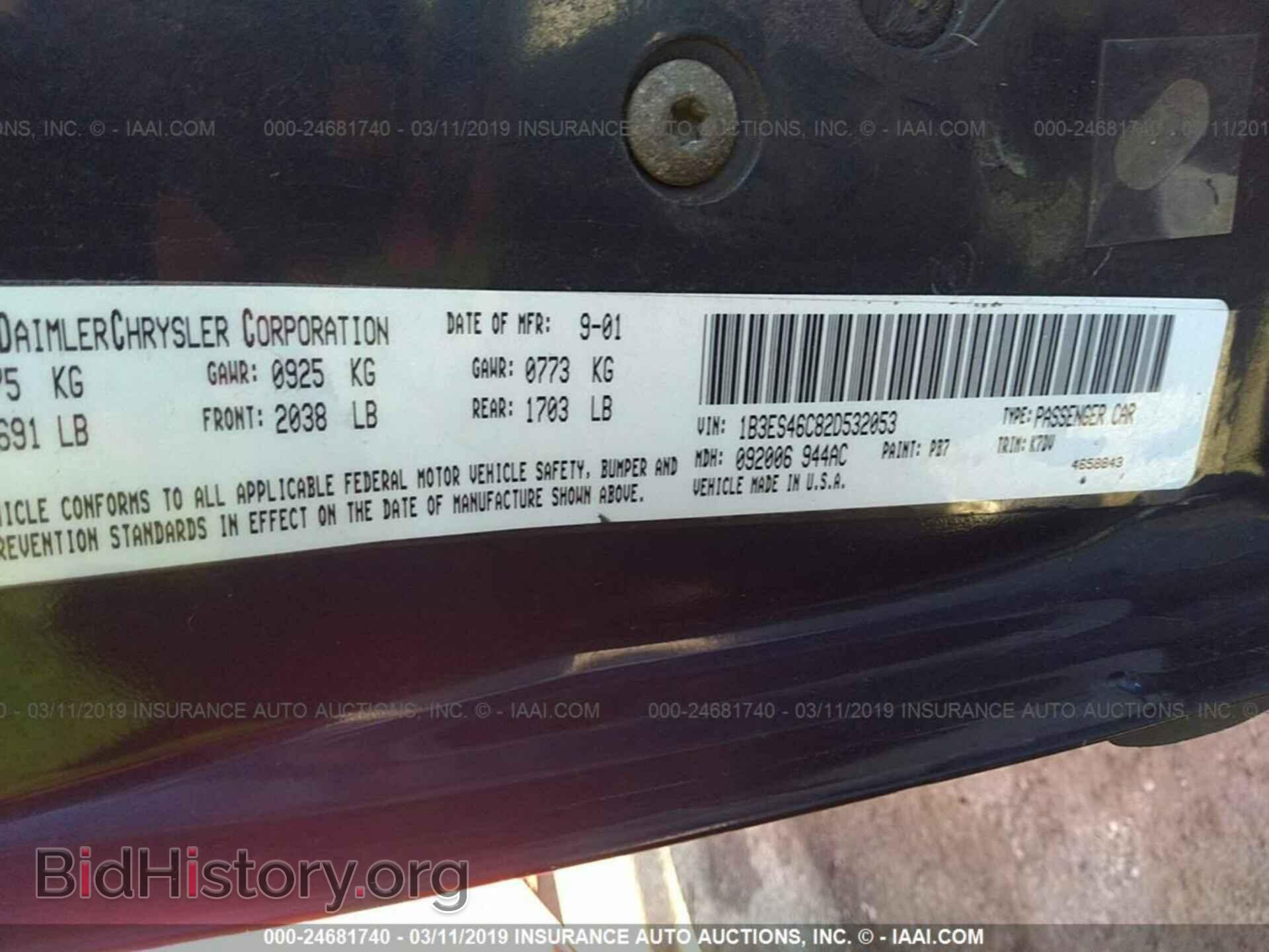 2002 DODGE NEON - VIN: 1B3ES46C82D532053 - Photo 9