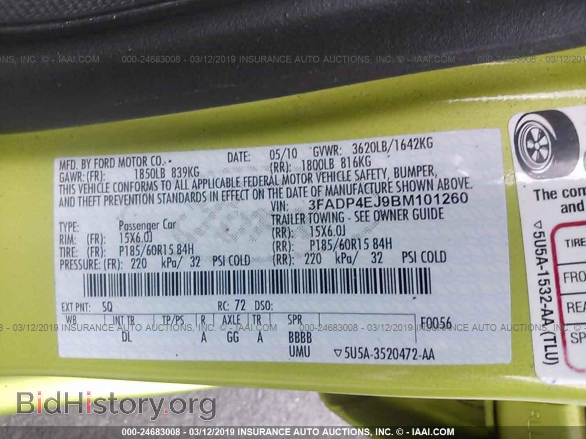 2011 FORD FIESTA - VIN: 3FADP4EJ9BM101260 - Фото 9
