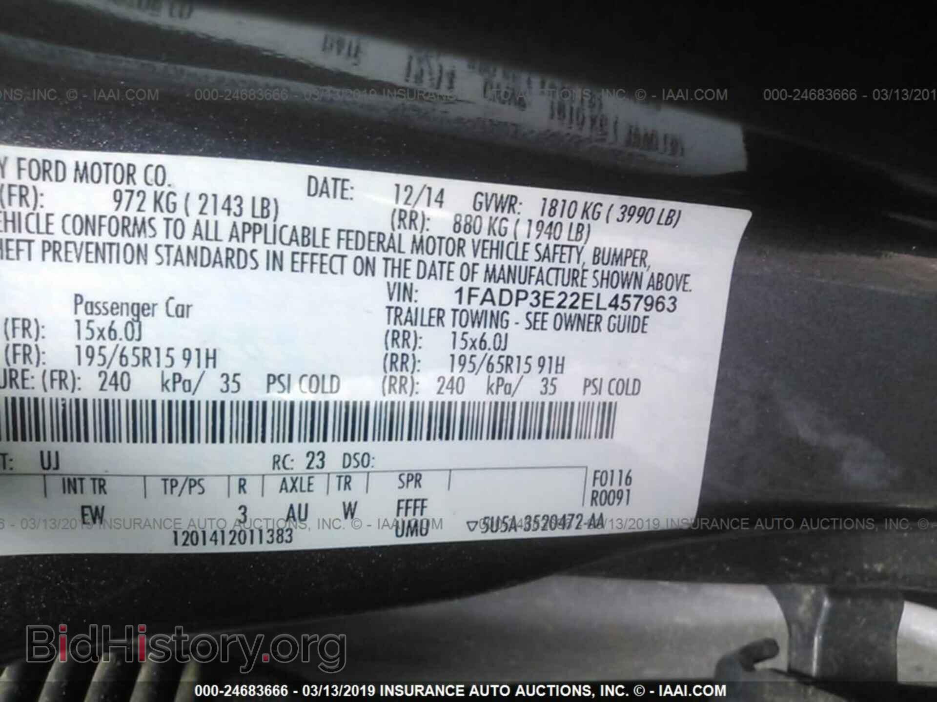 2014 FORD FOCUS - VIN: 1FADP3E22EL457963 - Фото 9