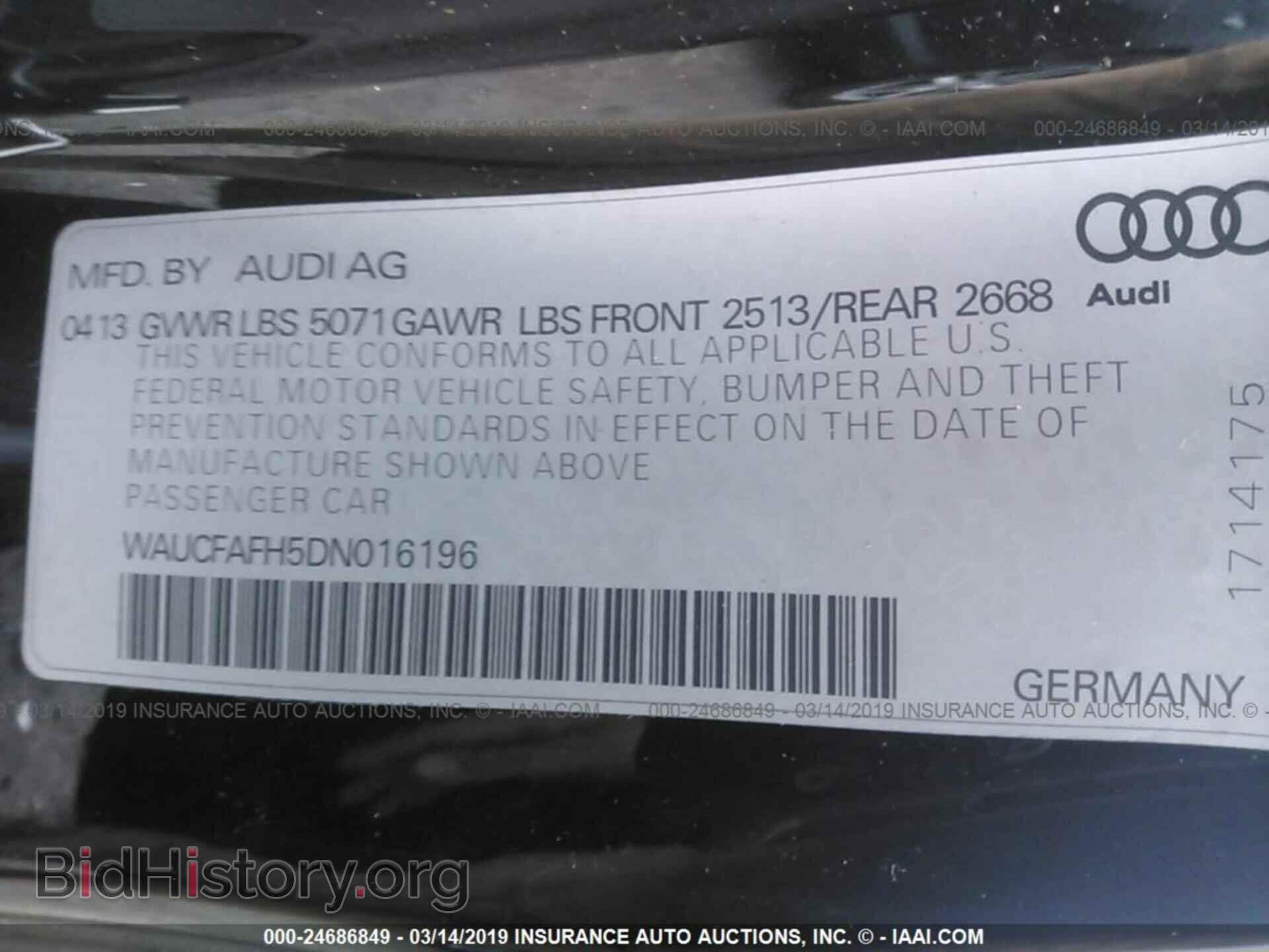 2013 AUDI A5 - VIN: WAUCFAFH5DN016196 - Фото 9