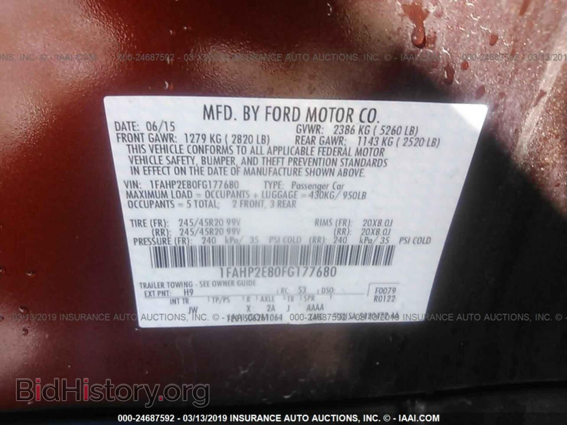 2015 FORD TAURUS - VIN: 1FAHP2E80FG177680 - Фото 9