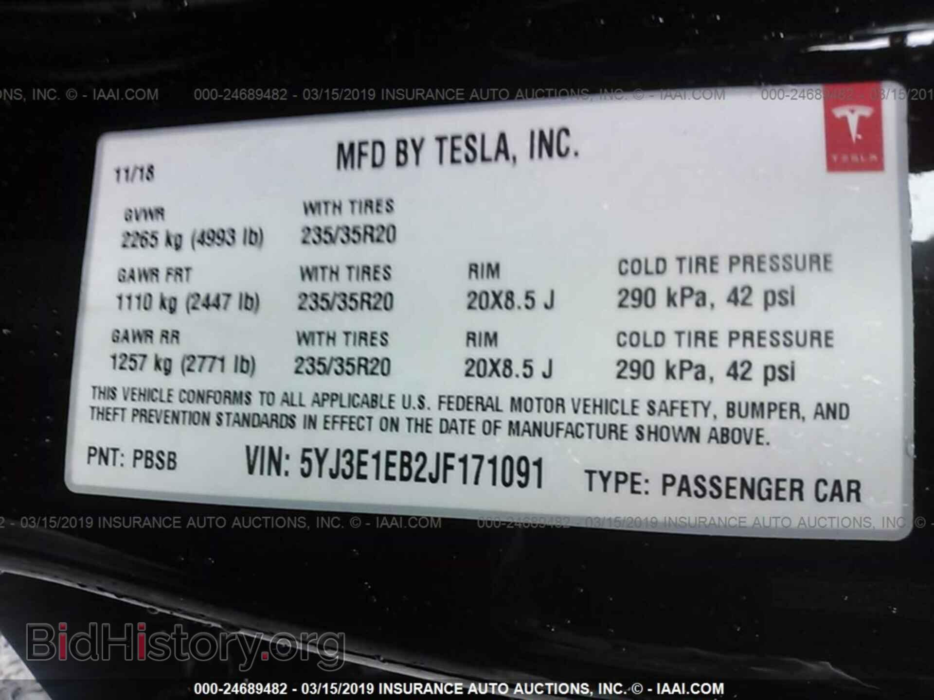 2018 TESLA MODEL 3 - VIN: 5YJ3E1EB2JF171091 - Photo 9
