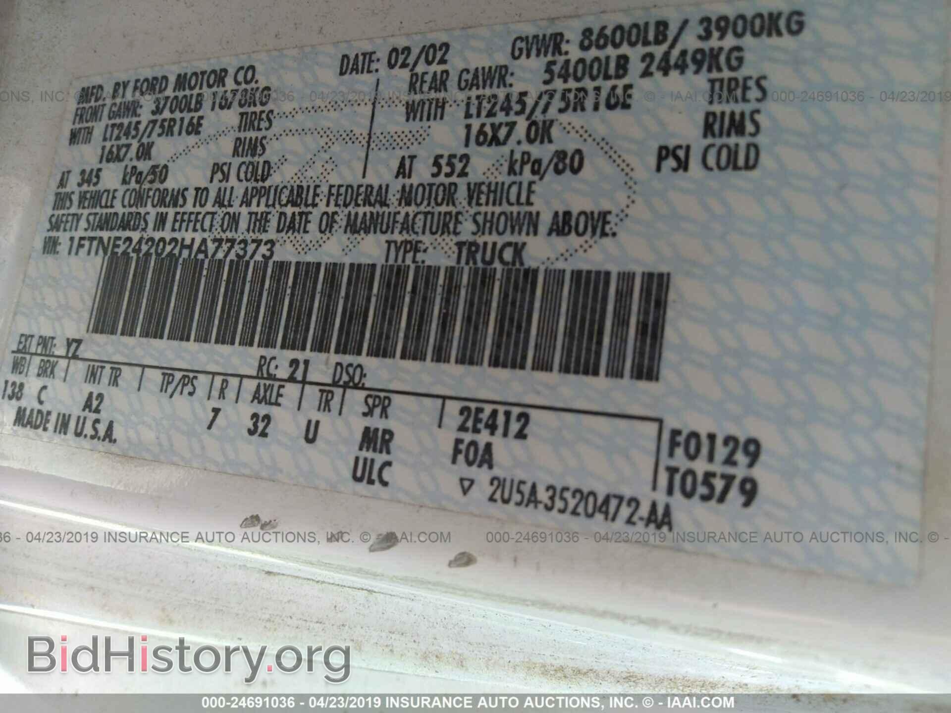 2002 FORD ECONOLINE - VIN: 1FTNE24202HA77373 - Фото 9