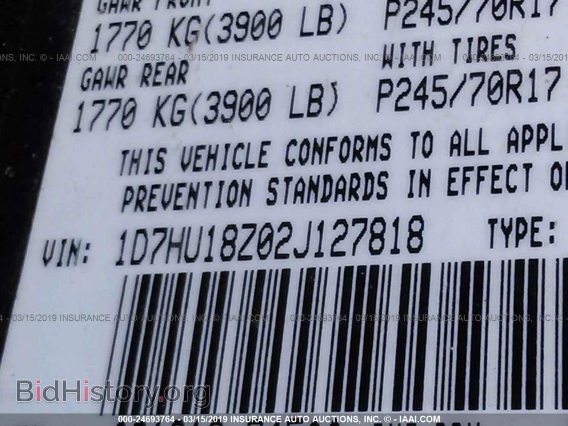 2002 DODGE RAM 1500 - VIN: 1D7HU18Z02J127818 - Фото 9
