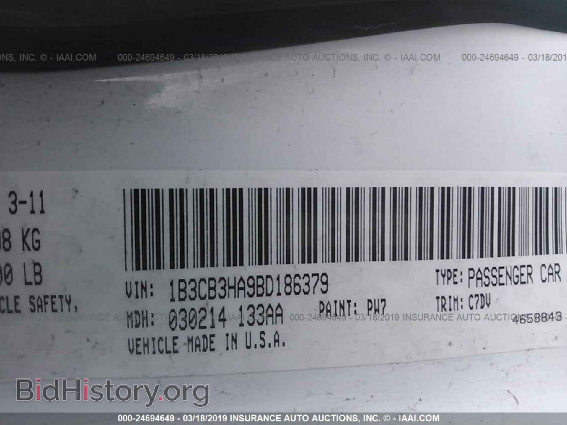 2011 DODGE CALIBER - VIN: 1B3CB3HA9BD186379 - Фото 9