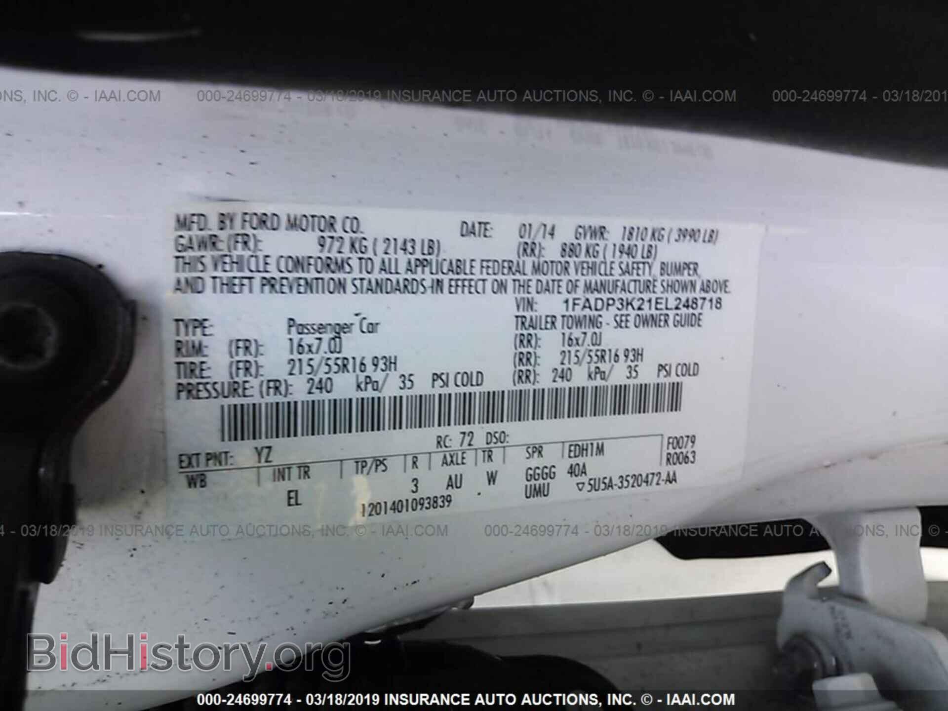 2014 FORD FOCUS - VIN: 1FADP3K21EL248718 - Фото 9