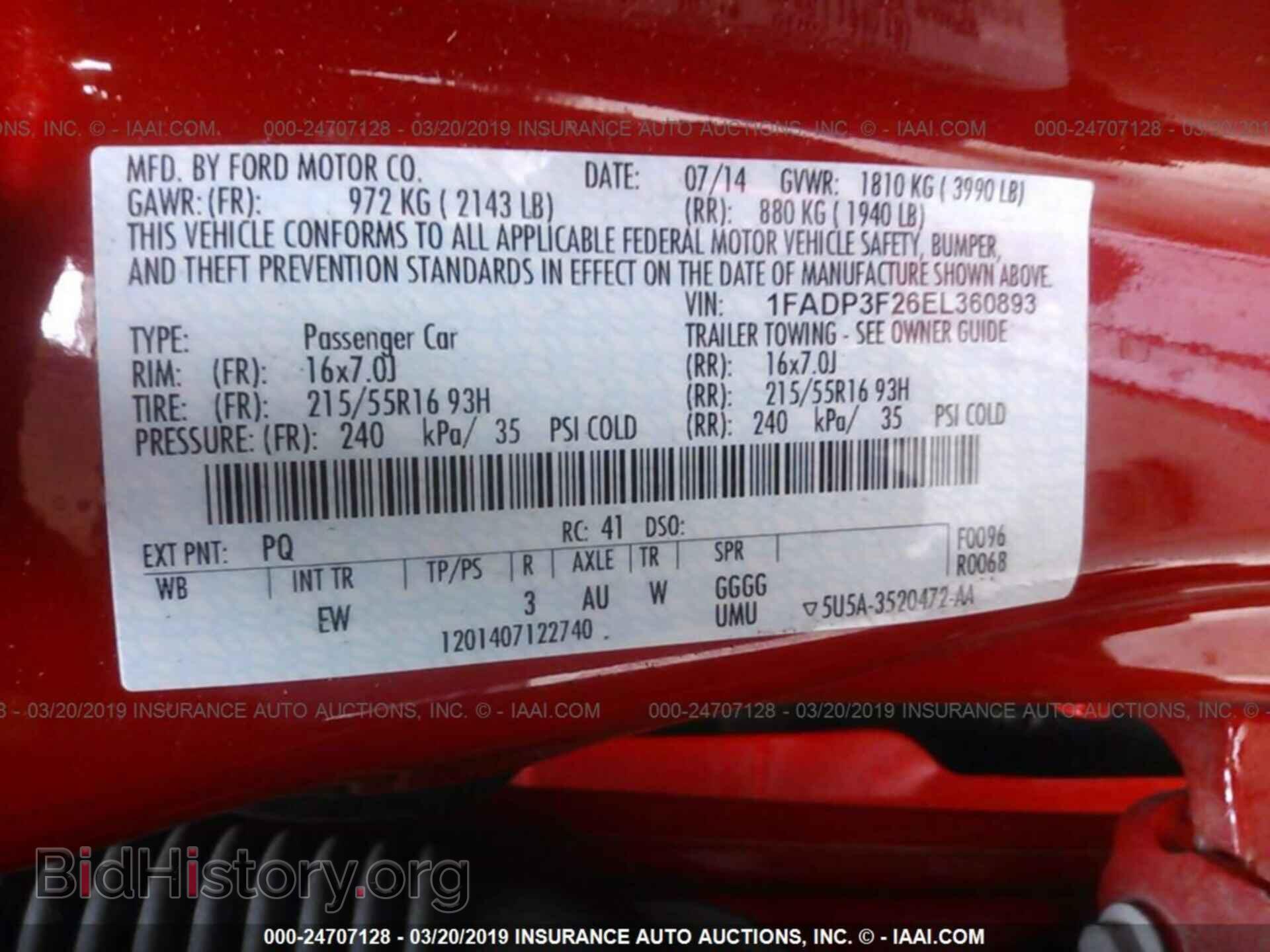 2014 FORD FOCUS - VIN: 1FADP3F26EL360893 - Фото 9