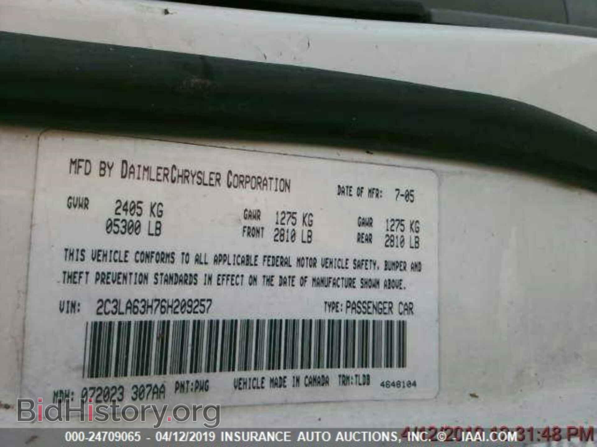 2006 CHRYSLER 300C - VIN: 2C3LA63H76H209257 - Фото 9