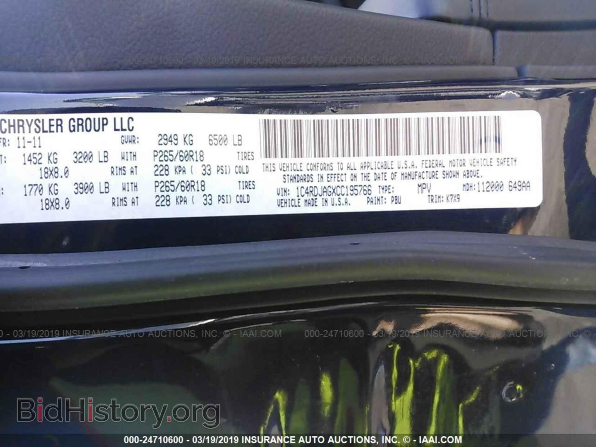2012 DODGE DURANGO - VIN: 1C4RDJAGXCC195766 - Photo 9