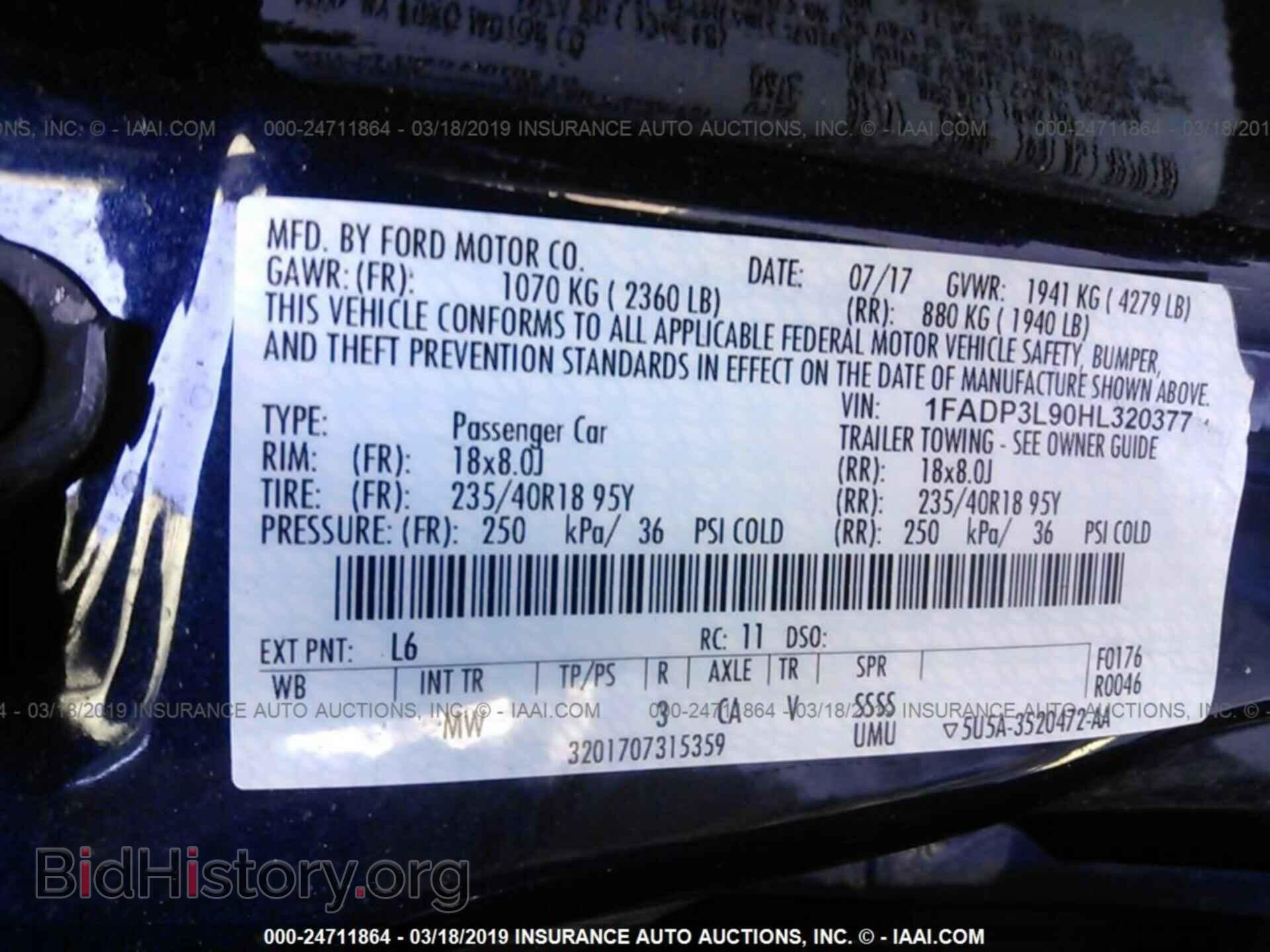 2017 FORD FOCUS - VIN: 1FADP3L90HL320377 - Фото 9