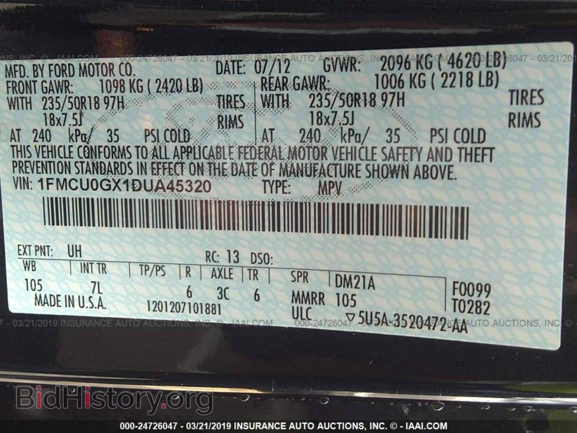 2013 FORD ESCAPE - VIN: 1FMCU0GX1DUA45320 - Photo 9