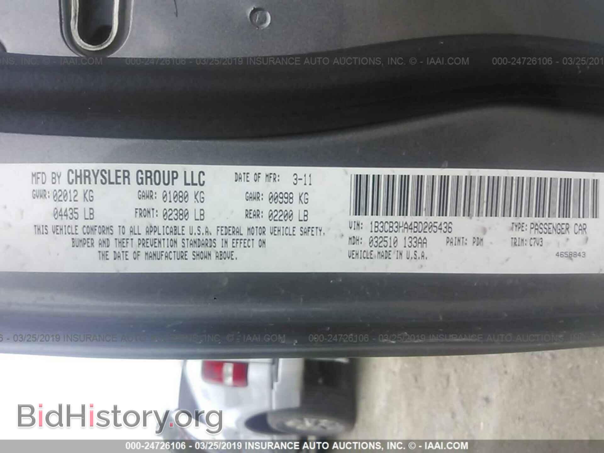 2011 DODGE CALIBER - VIN: 1B3CB3HA4BD205436 - Фото 9