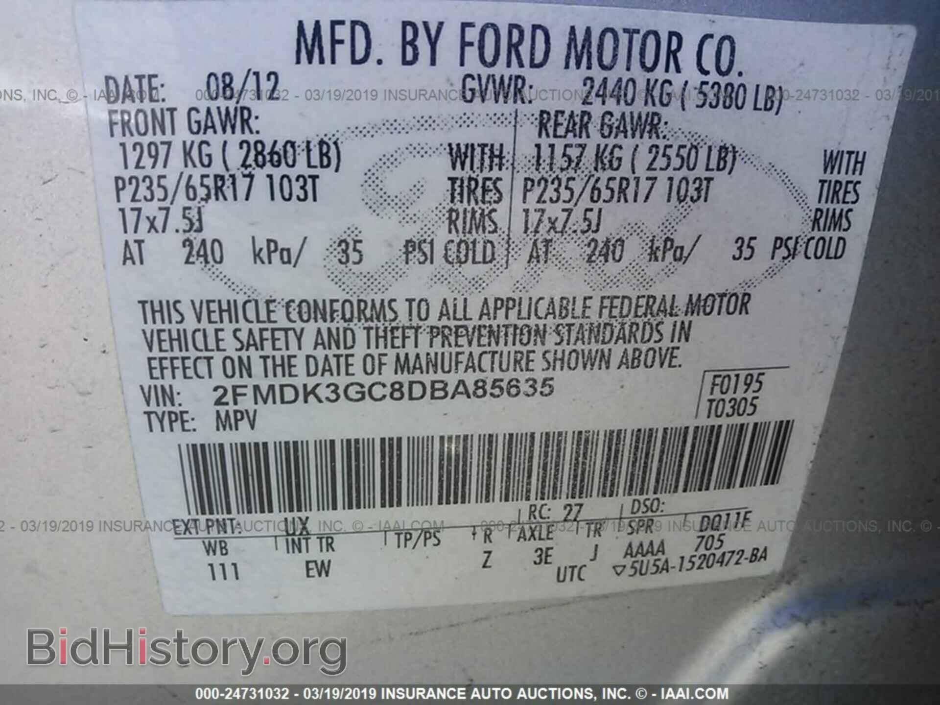 2013 FORD EDGE - VIN: 2FMDK3GC8DBA85635 - Фото 9