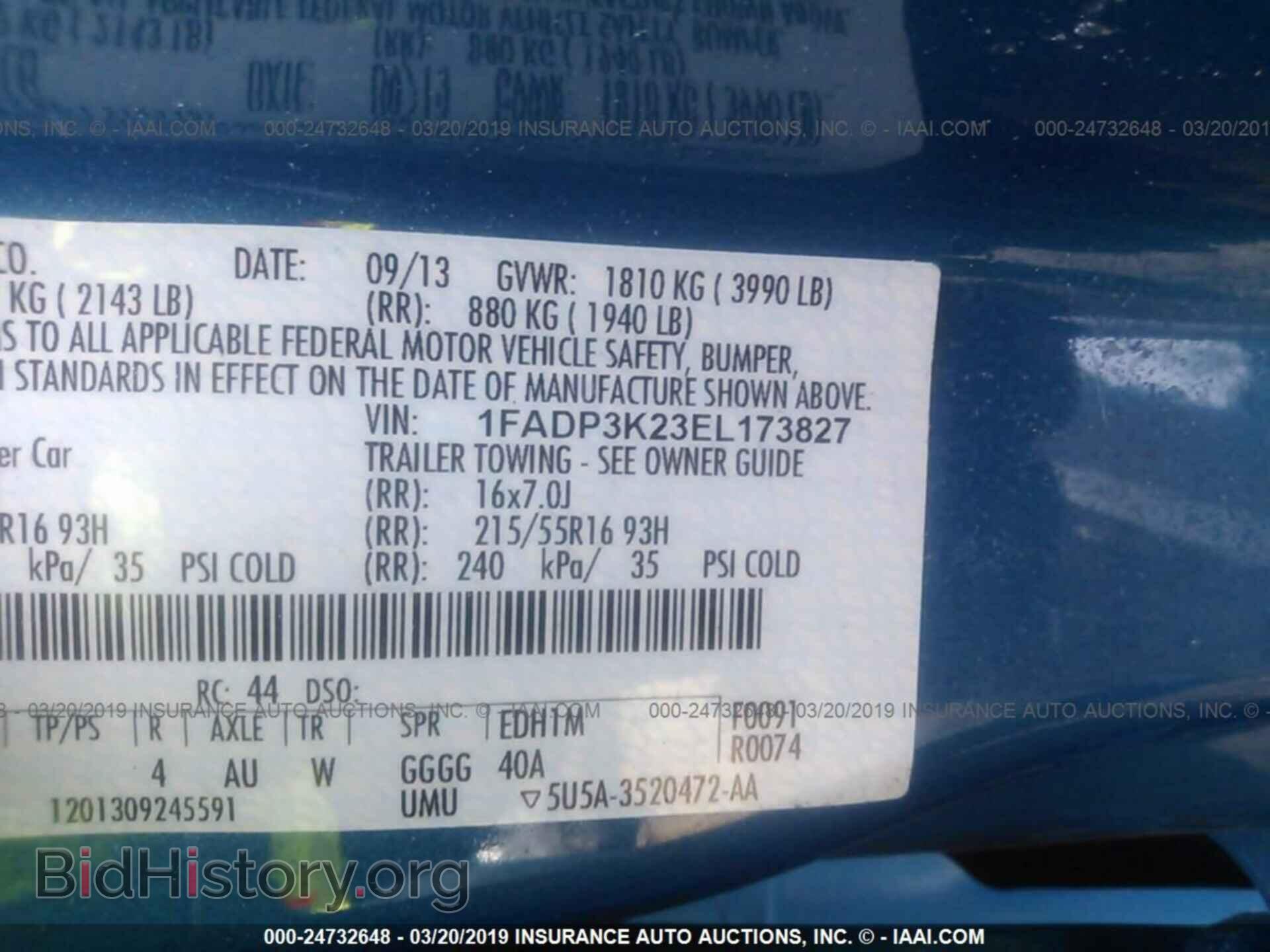2014 FORD FOCUS - VIN: 1FADP3K23EL173827 - Фото 9