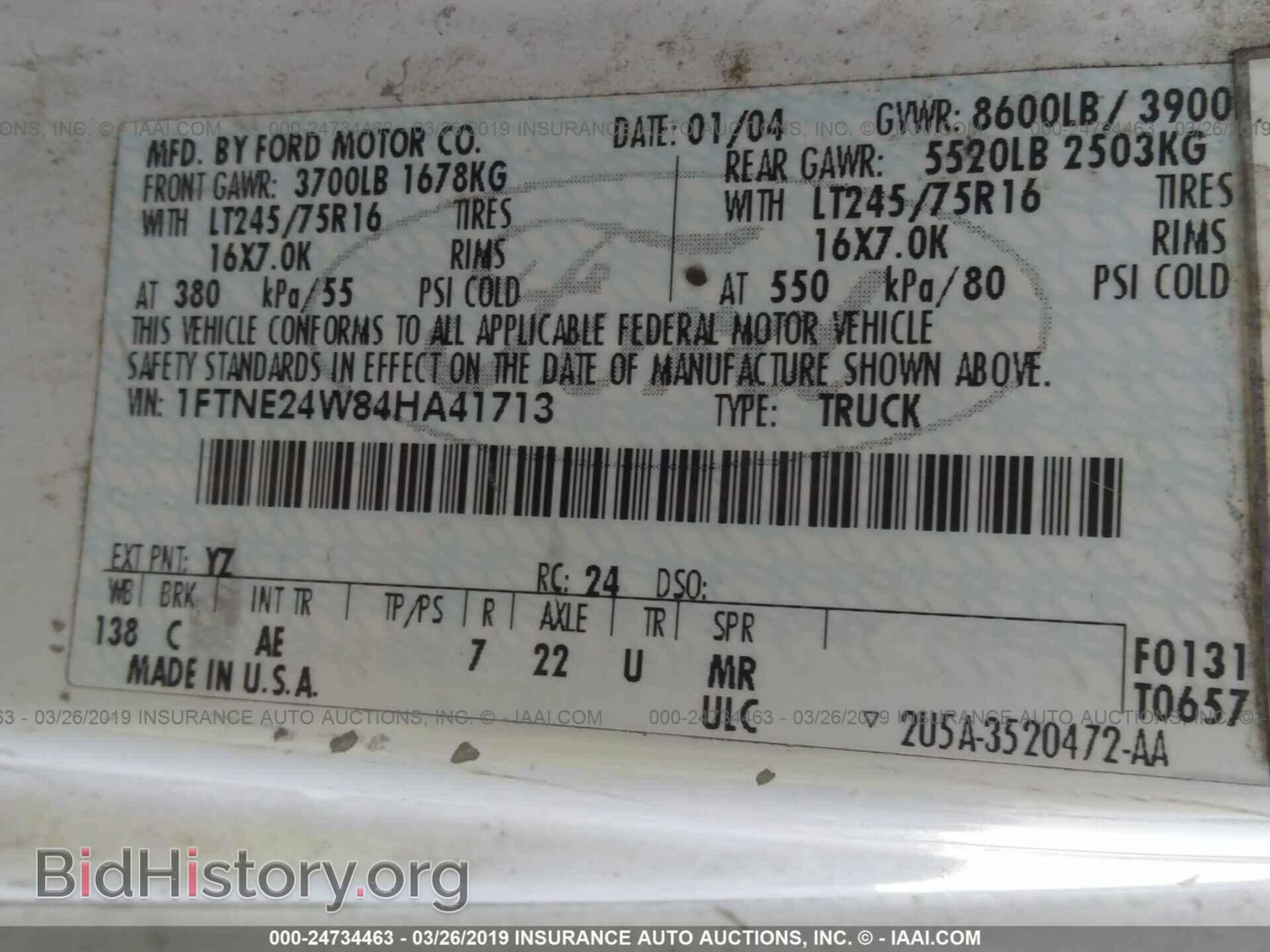 2004 FORD ECONOLINE - VIN: 1FTNE24W84HA41713 - Фото 9