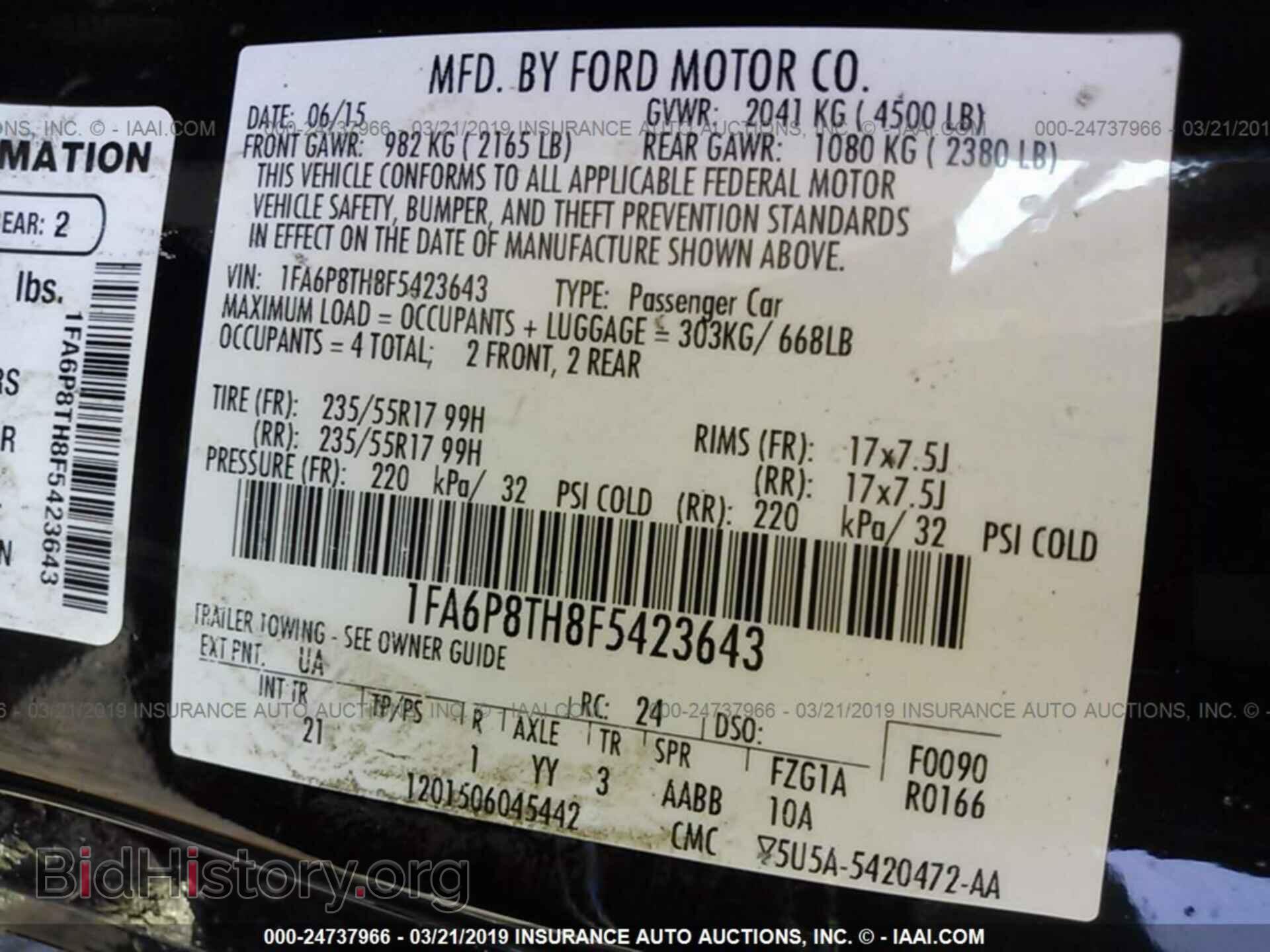 2015 FORD MUSTANG - VIN: 1FA6P8TH8F5423643 - Photo 9