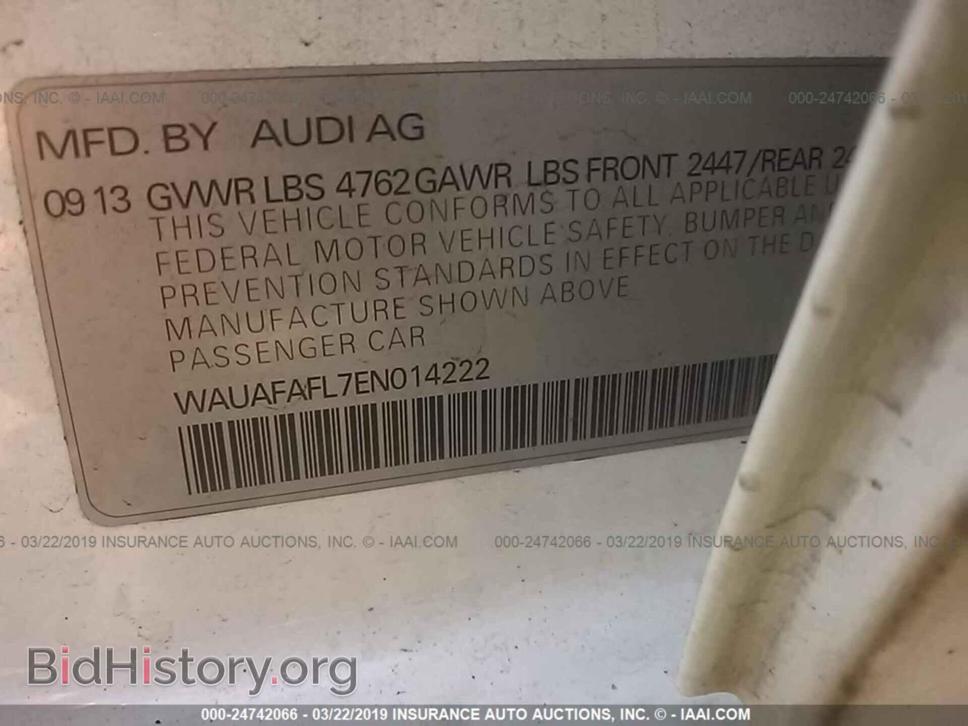 2014 AUDI A4 - VIN: WAUAFAFL7EN014222 - Фото 9