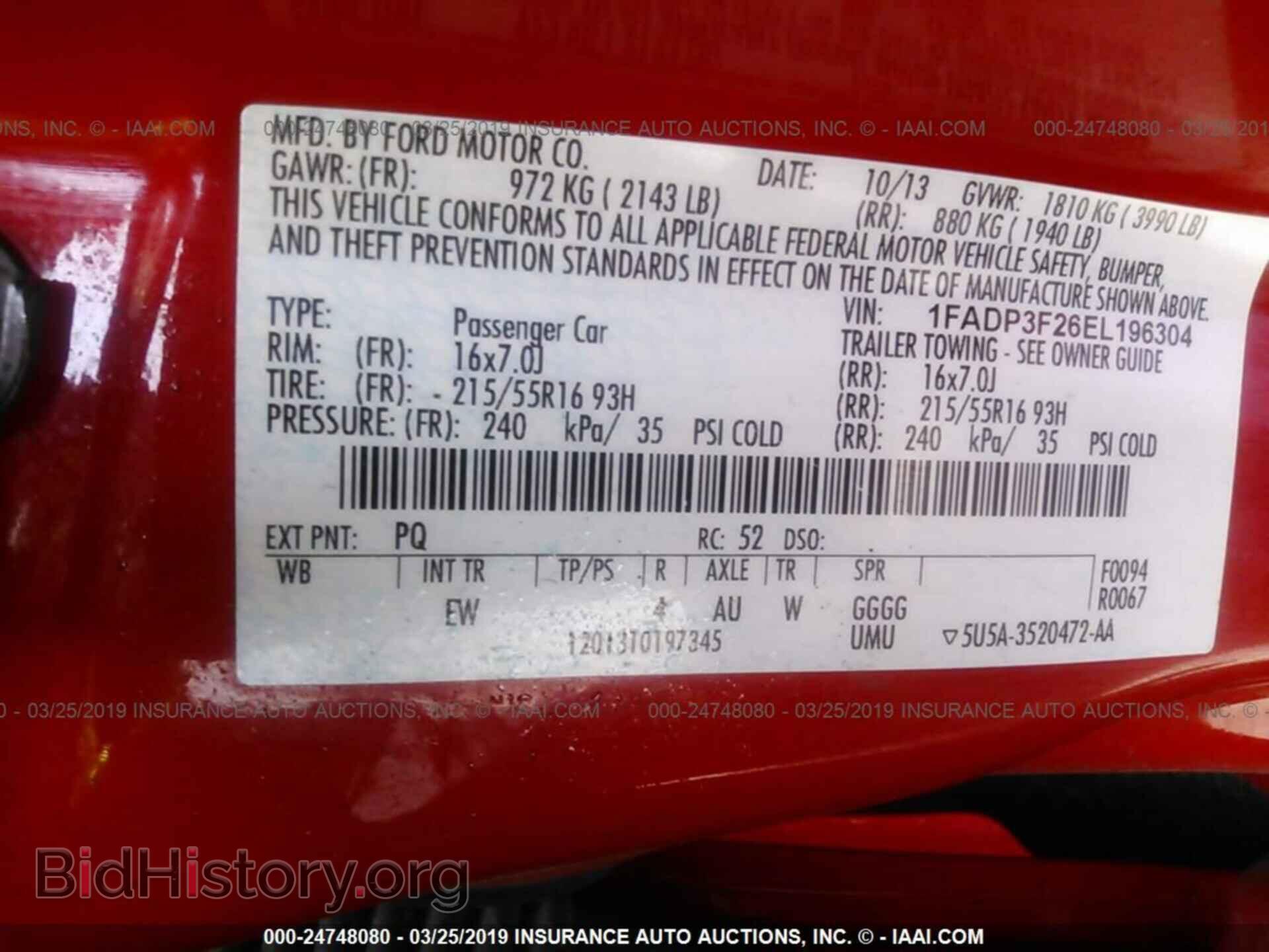 2014 FORD FOCUS - VIN: 1FADP3F26EL196304 - Фото 9