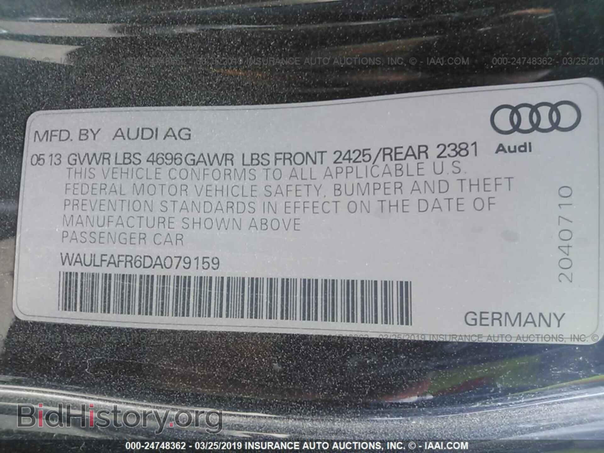 2013 AUDI A5 - VIN: WAULFAFR6DA079159 - Фото 9