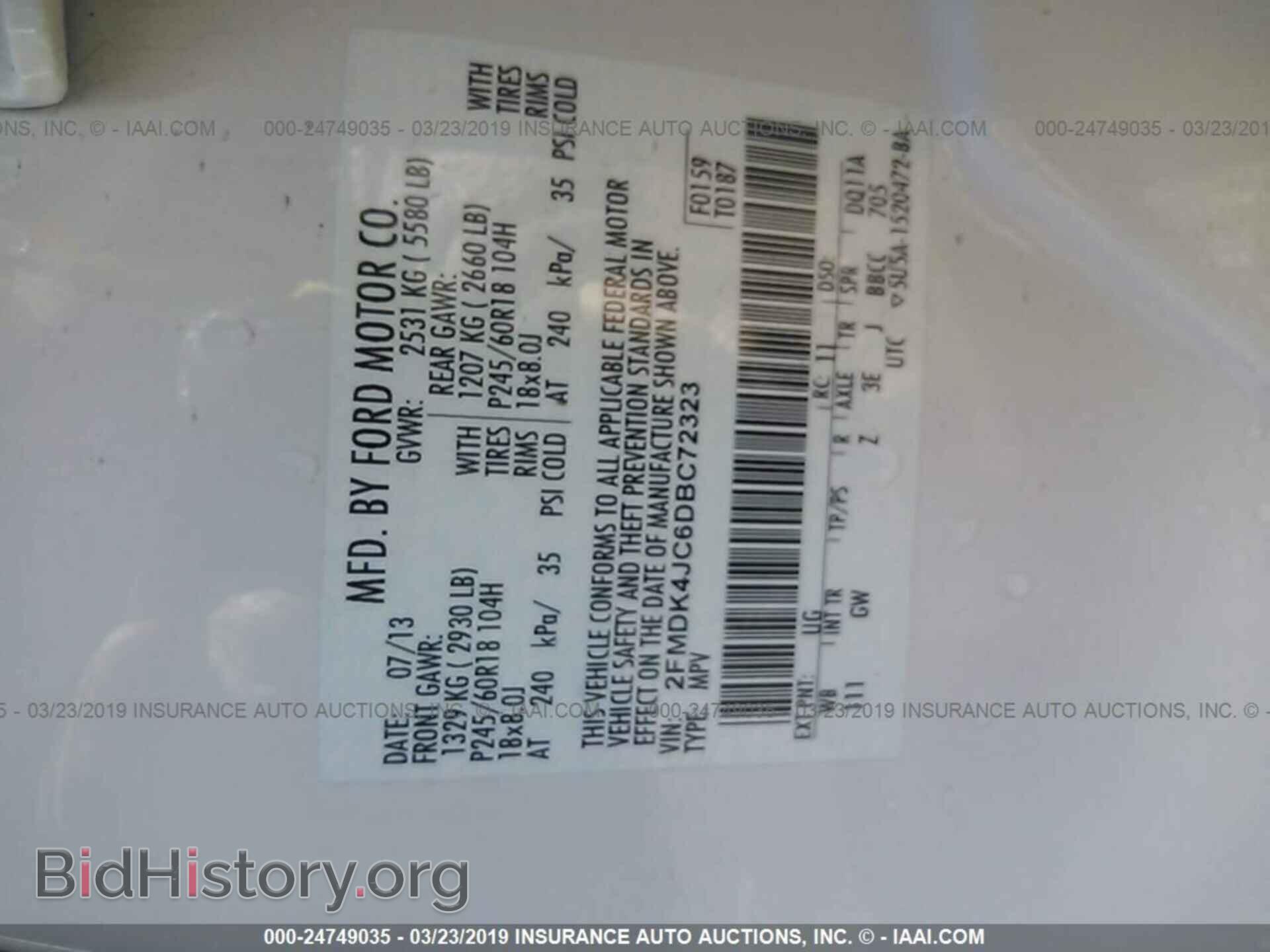 2013 FORD EDGE - VIN: 2FMDK4JC6DBC72323 - Фото 9