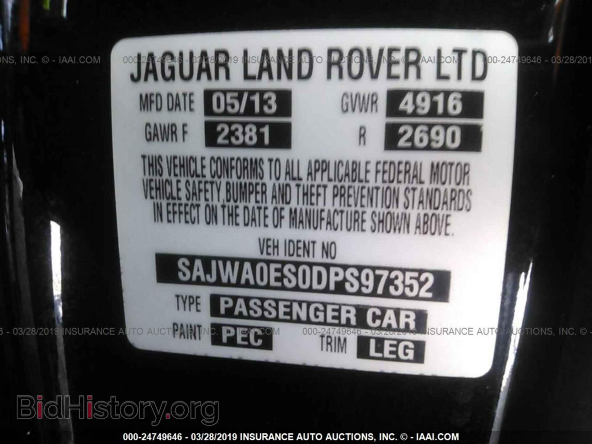 2013 JAGUAR XF - VIN: SAJWA0ES0DPS97352 - Фото 9