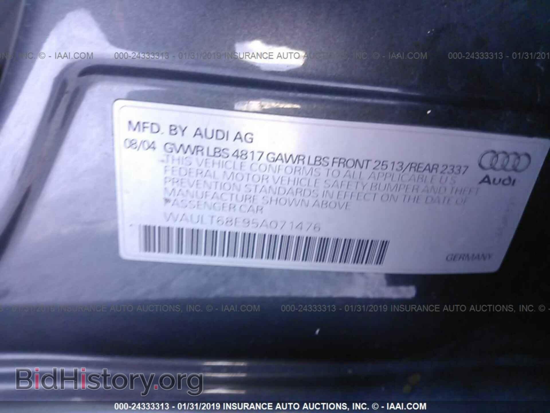 2005 AUDI A4 - VIN: WAULT68E95A071476 - Фото 9