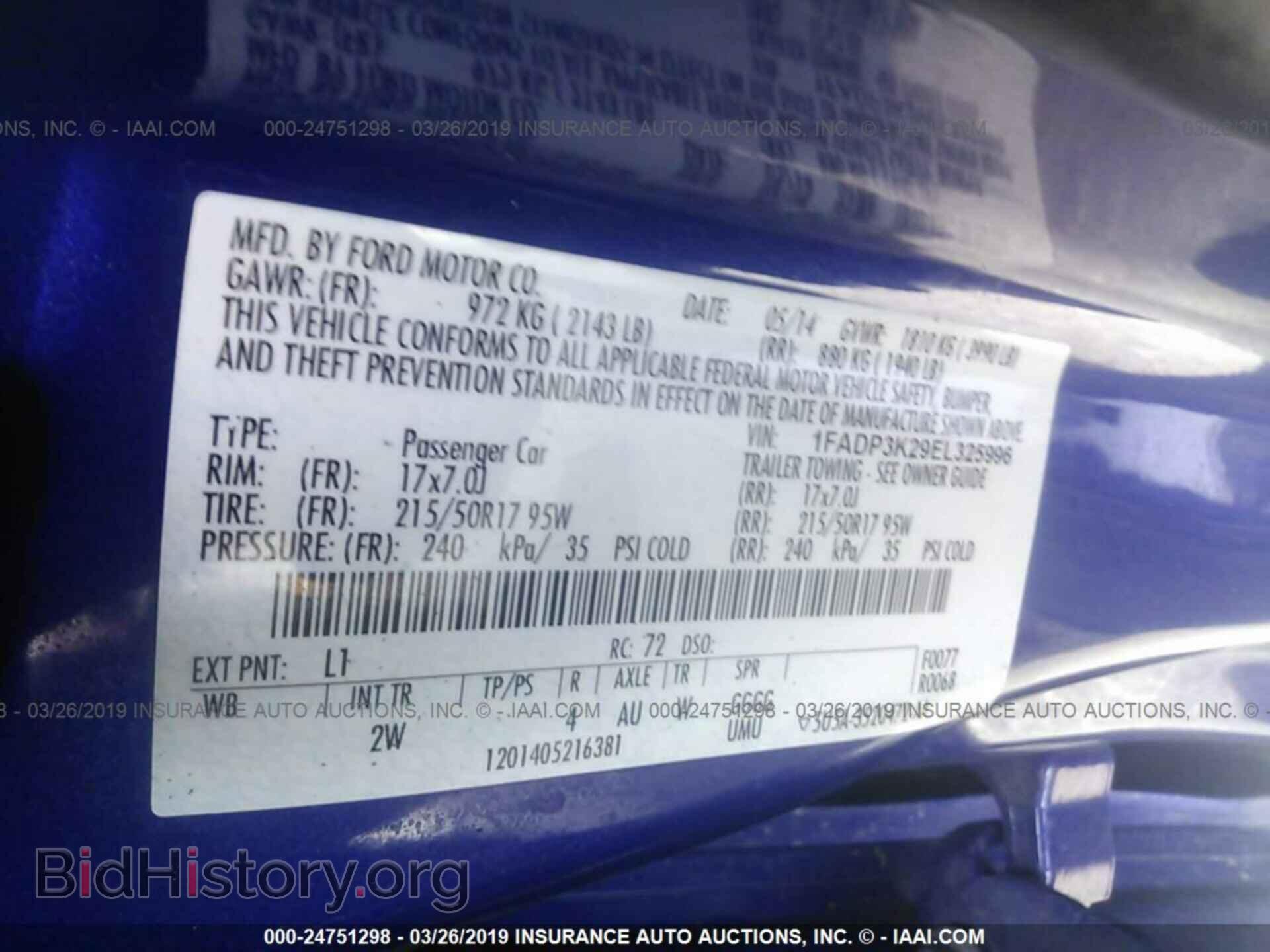 2014 FORD FOCUS - VIN: 1FADP3K29EL325996 - Фото 9