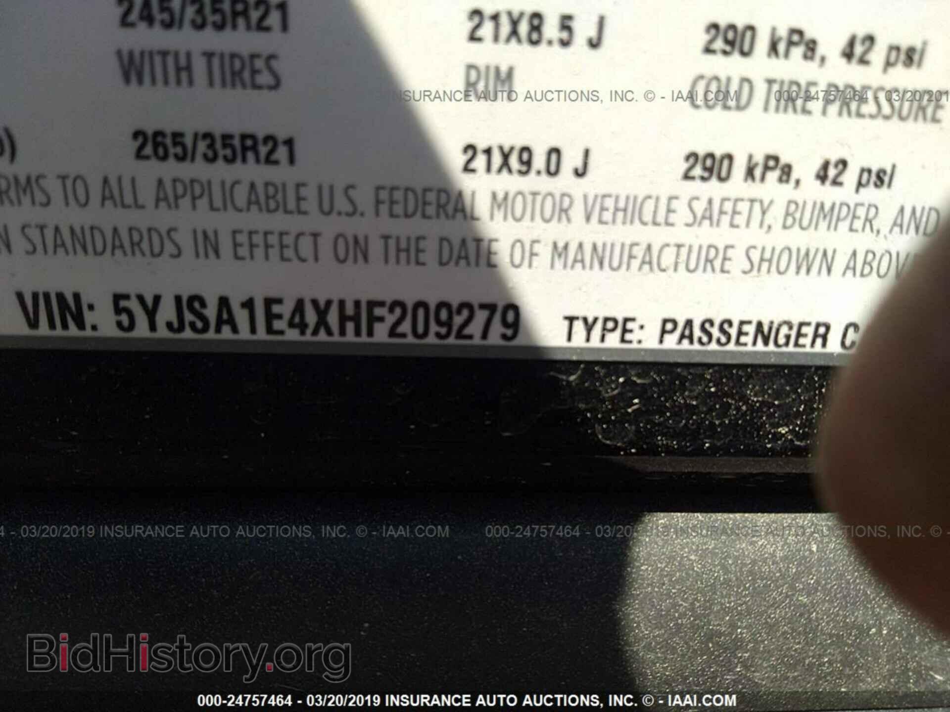2017 TESLA MODEL S - VIN: 5YJSA1E4XHF209279 - Фото 9