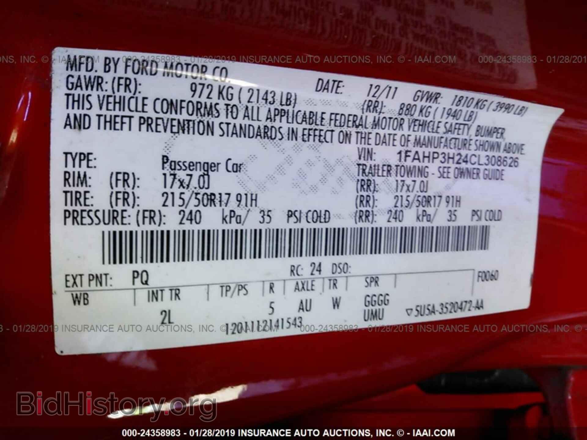 2012 FORD FOCUS - VIN: 1FAHP3H24CL308626 - Photo 9