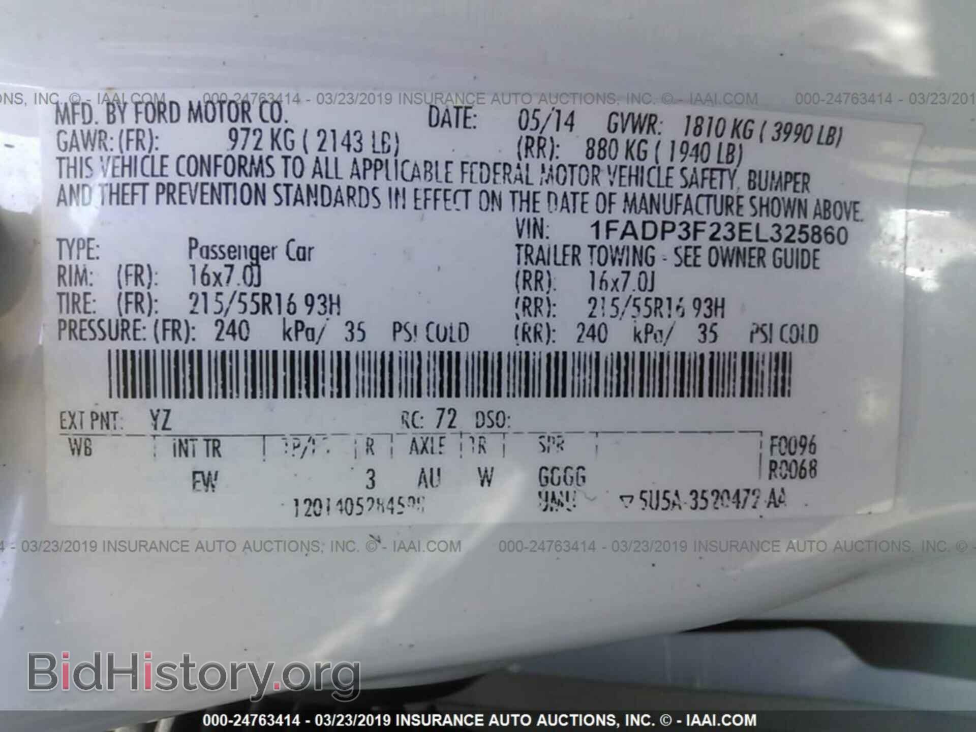 2014 FORD FOCUS - VIN: 1FADP3F23EL325860 - Фото 9