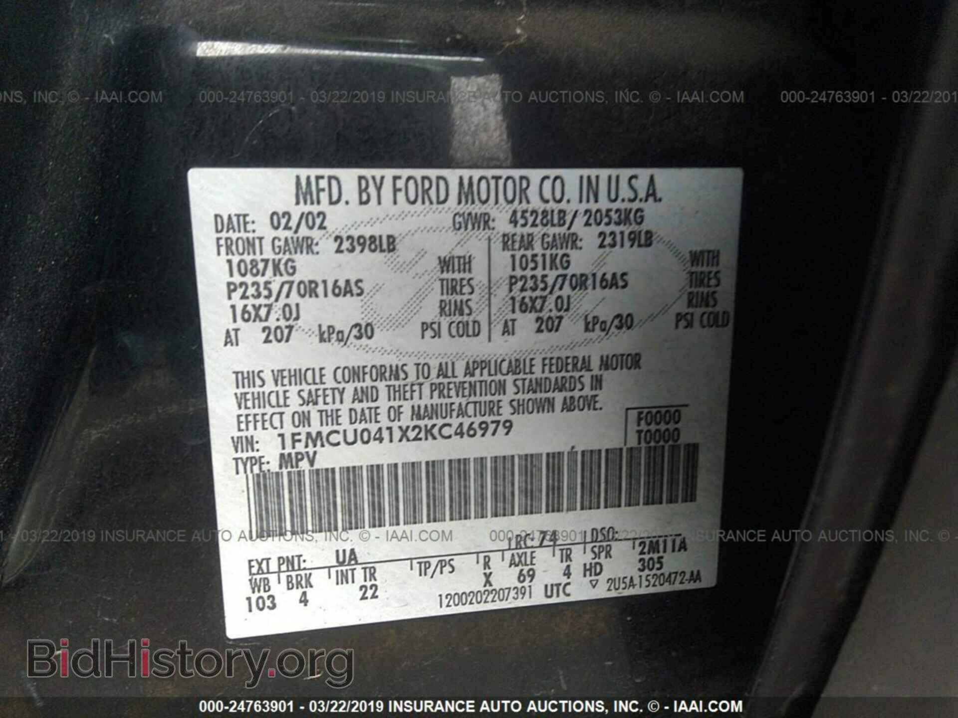 2002 FORD ESCAPE - VIN: 1FMCU041X2KC46979 - Фото 9