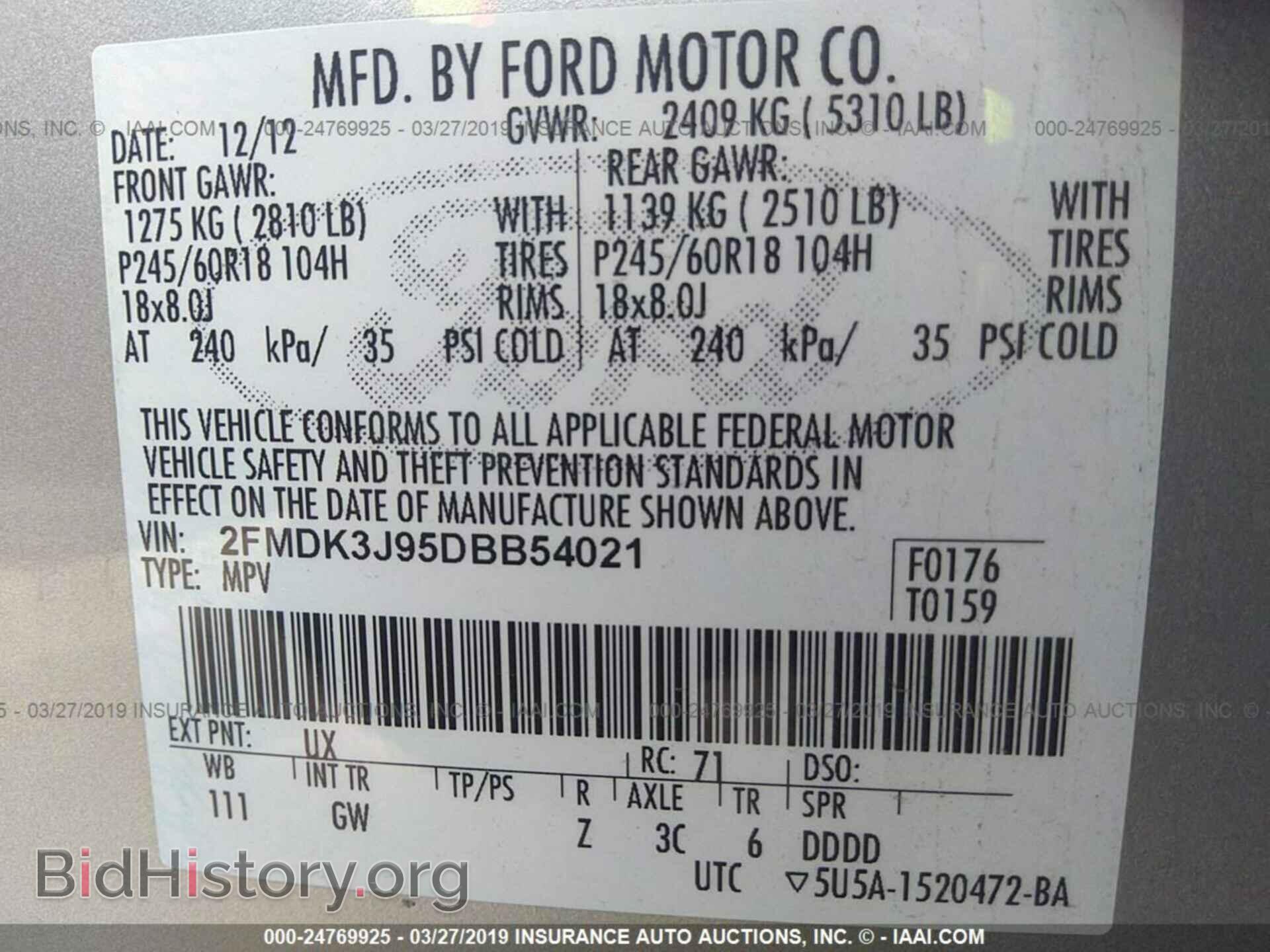 2013 FORD EDGE - VIN: 2FMDK3J95DBB54021 - Photo 9