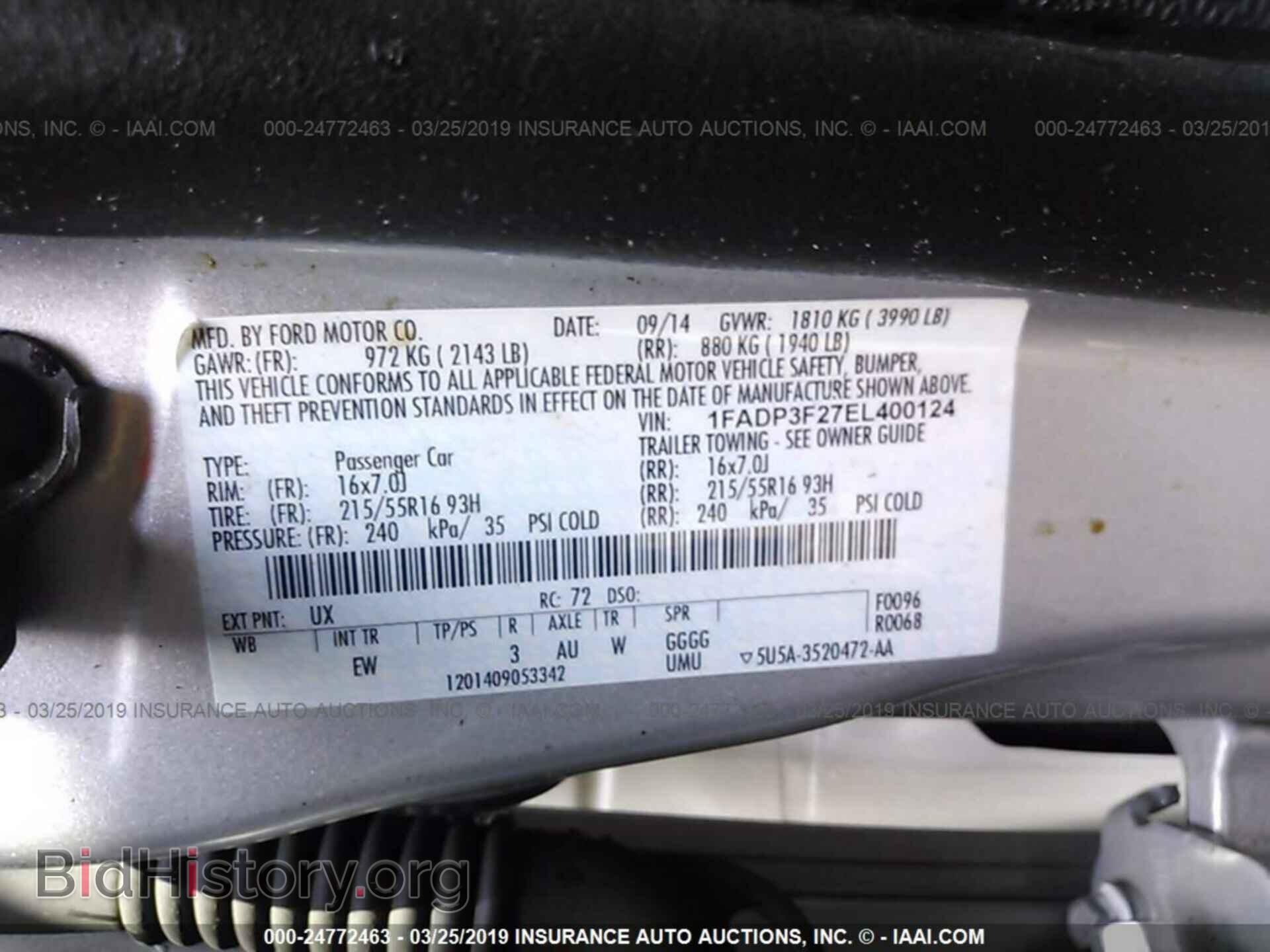 2014 FORD FOCUS - VIN: 1FADP3F27EL400124 - Фото 9
