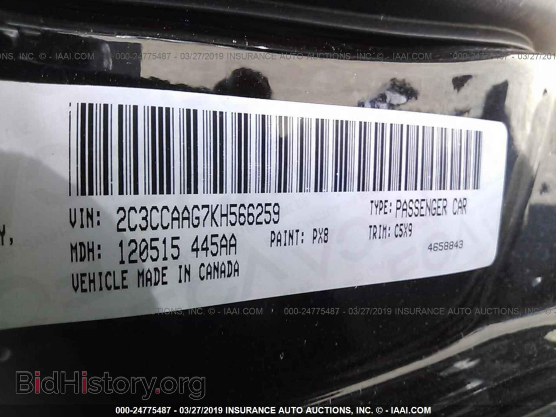 2019 CHRYSLER 300 - VIN: 2C3CCAAG7KH566259 - Фото 9