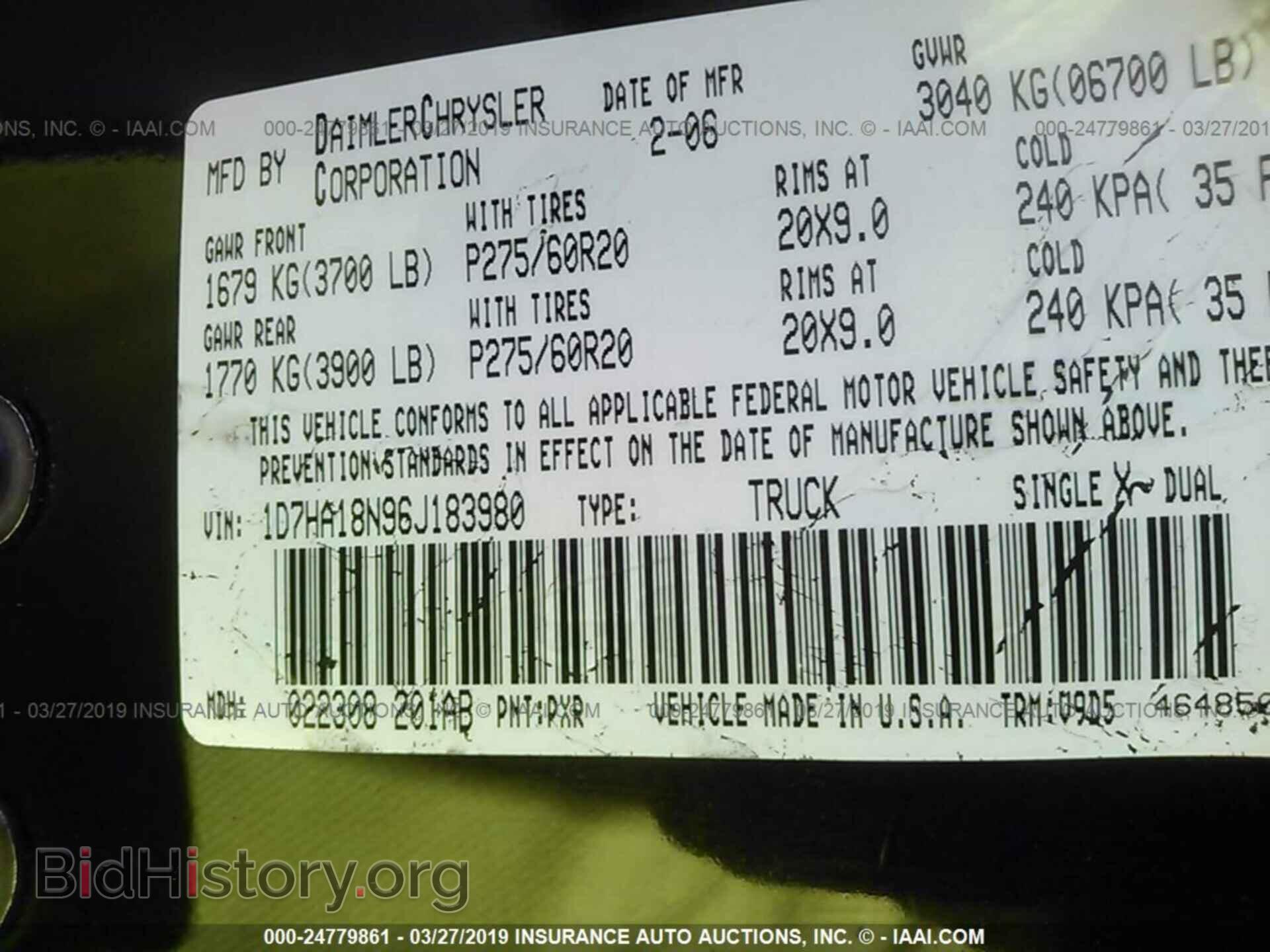 2006 DODGE RAM 1500 - VIN: 1D7HA18N96J183980 - Фото 9