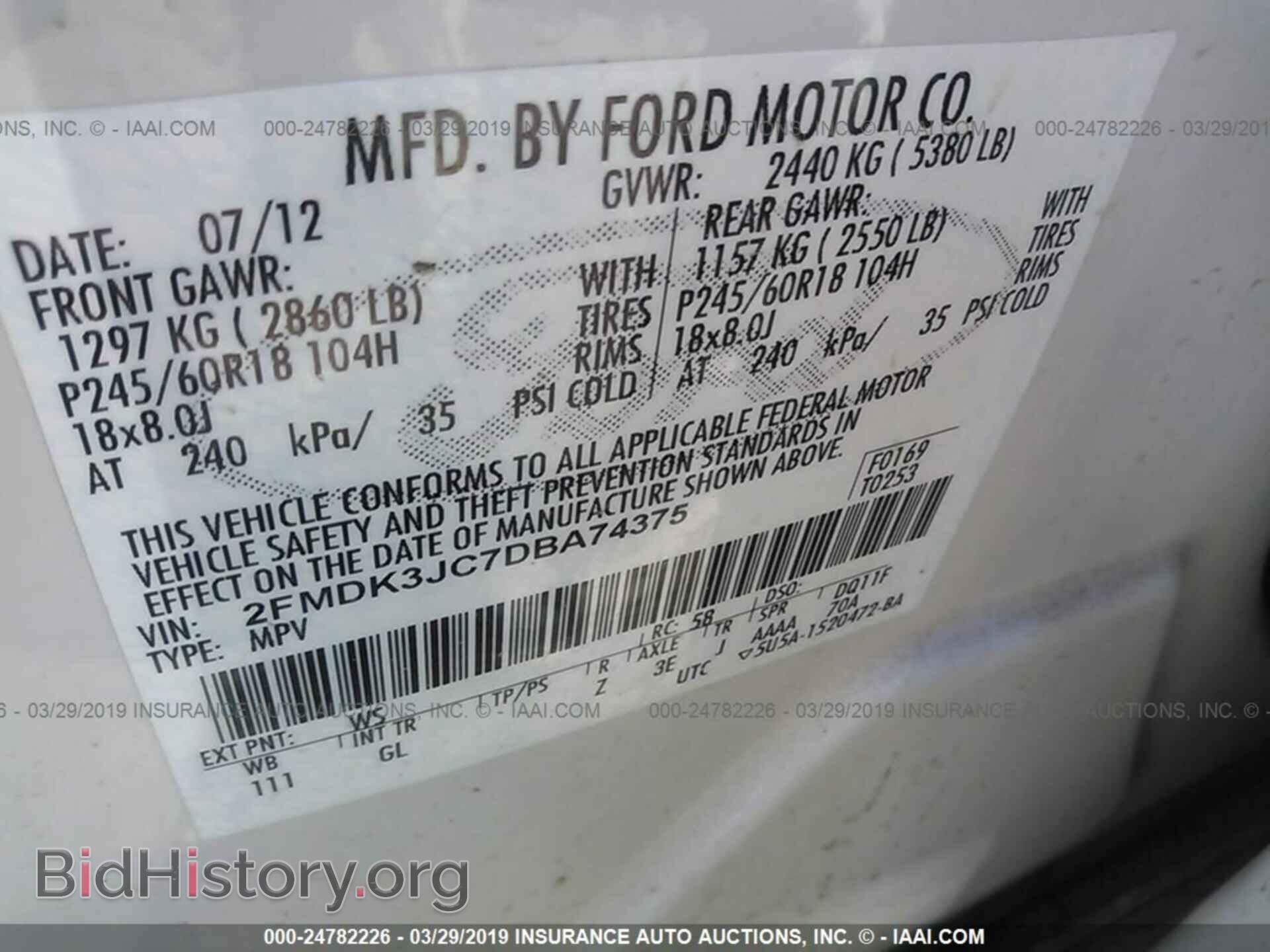 2013 FORD EDGE - VIN: 2FMDK3JC7DBA74375 - Photo 9