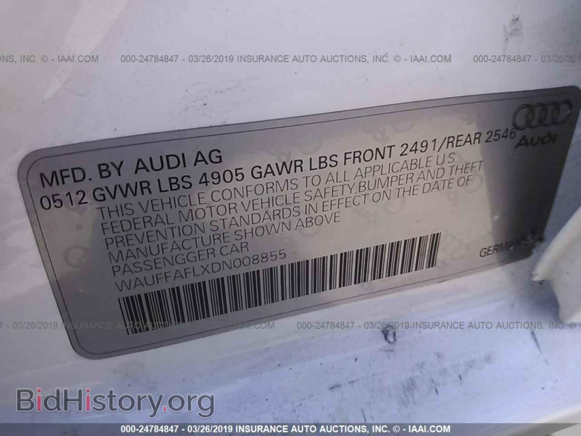 2013 AUDI A4 - VIN: WAUFFAFLXDN008855 - Фото 9