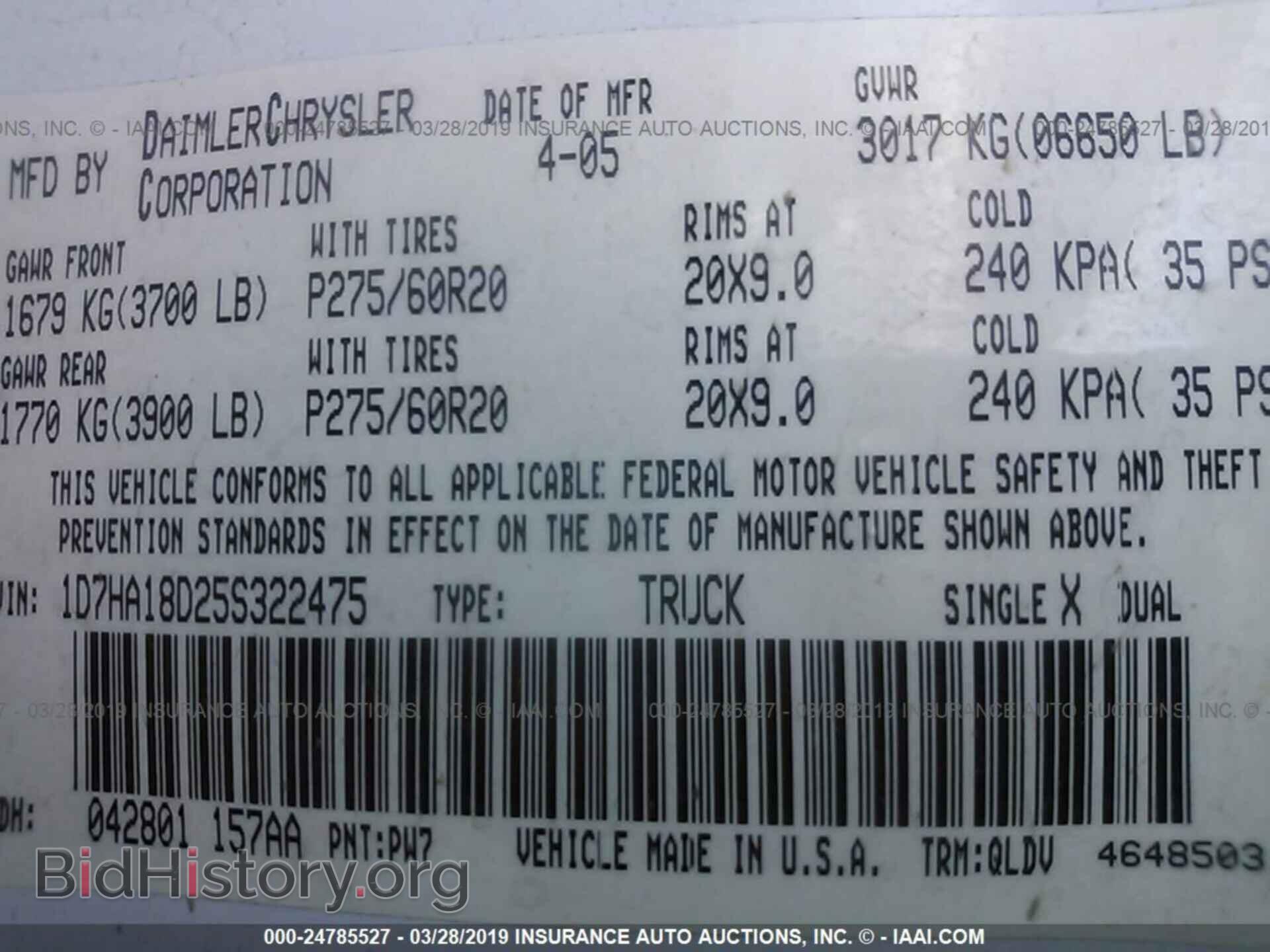 2005 DODGE RAM 1500 - VIN: 1D7HA18D25S322475 - Фото 9