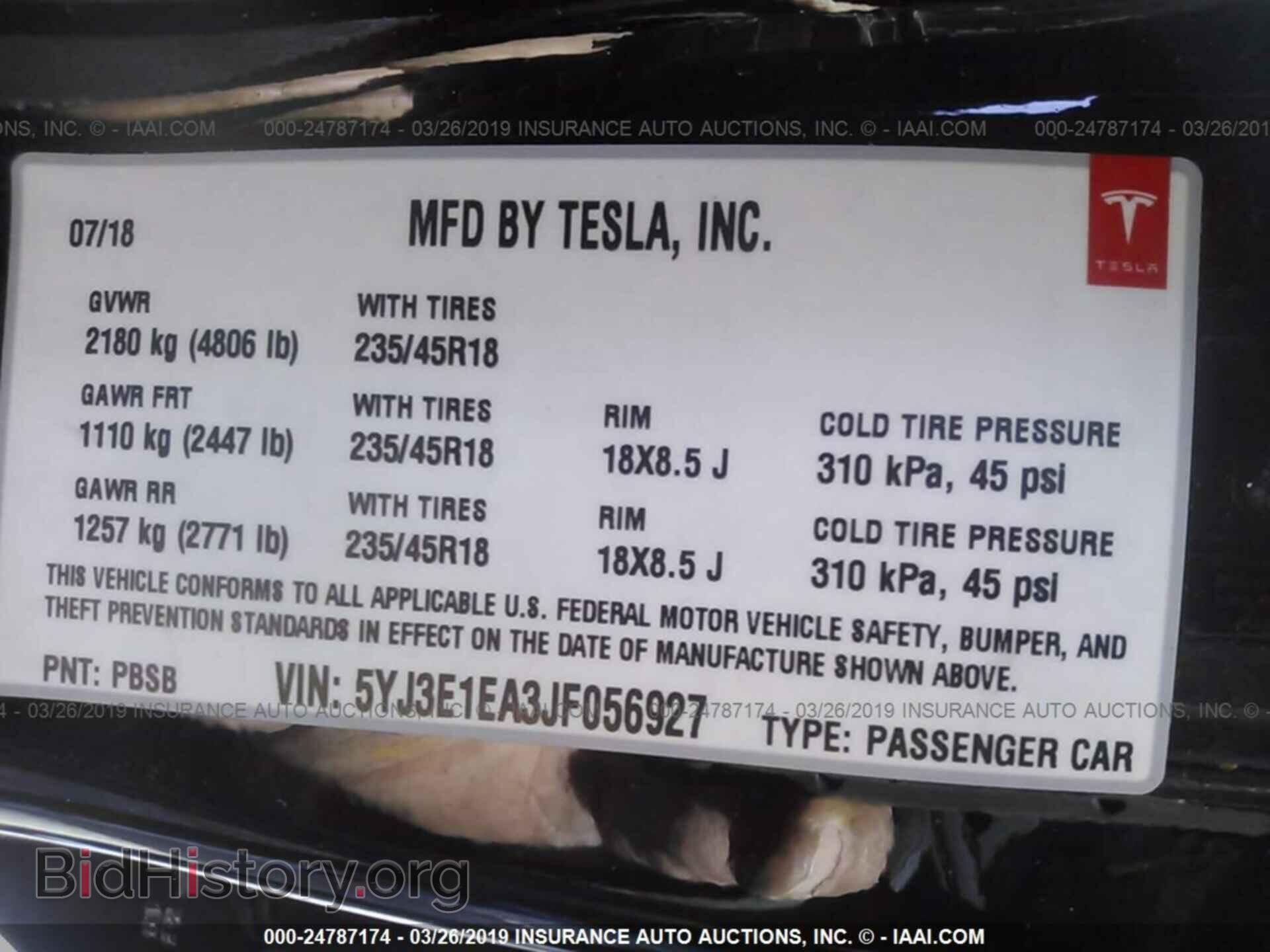 2018 TESLA MODEL 3 - VIN: 5YJ3E1EA3JF056927 - Photo 9