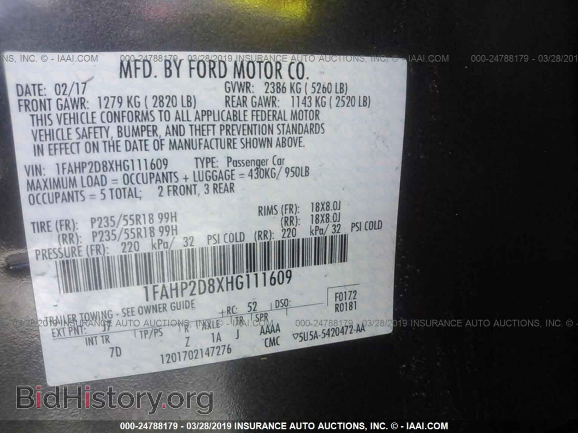 2017 FORD TAURUS - VIN: 1FAHP2D8XHG111609 - Photo 9