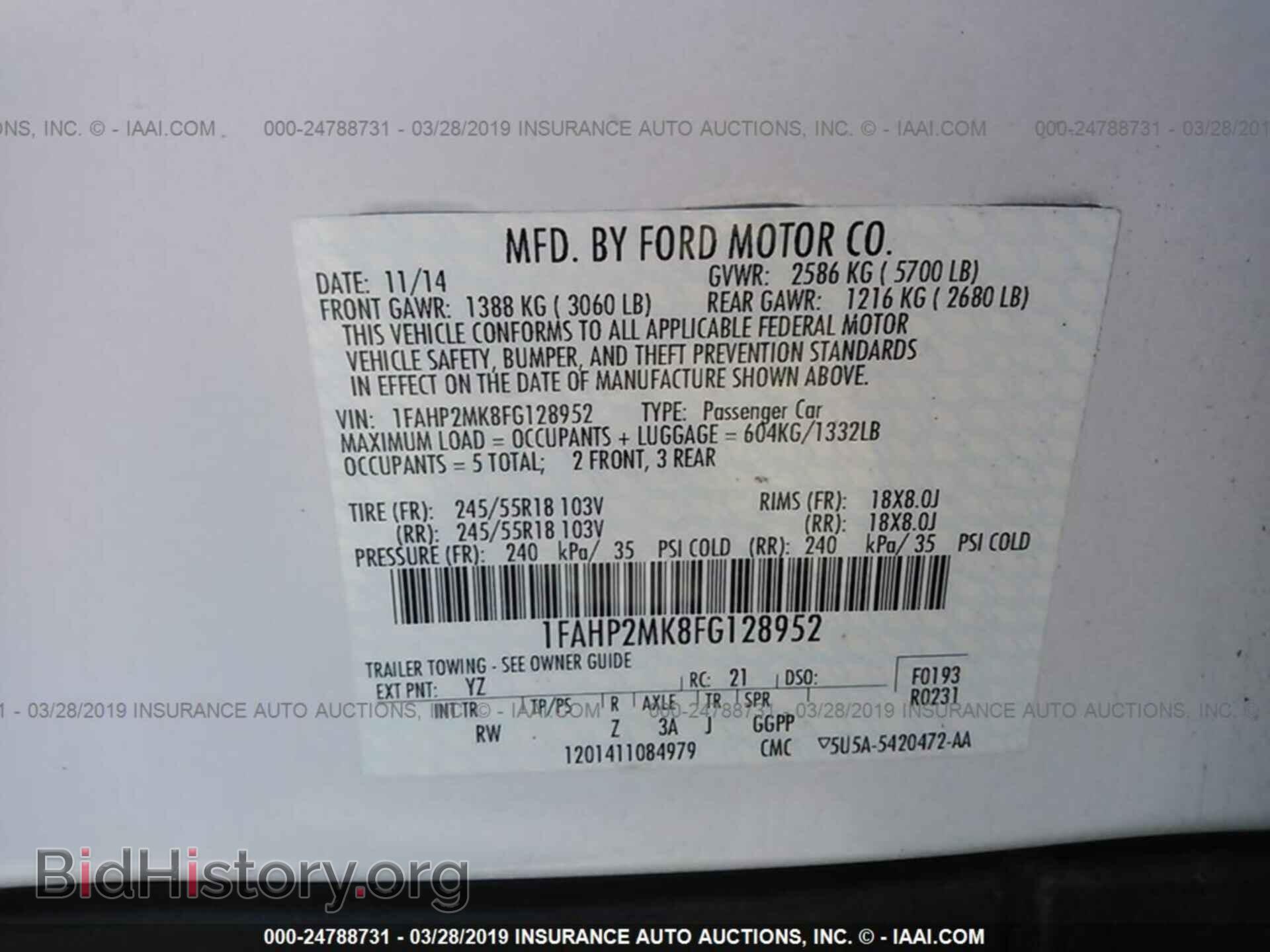 2015 FORD TAURUS - VIN: 1FAHP2MK8FG128952 - Фото 9