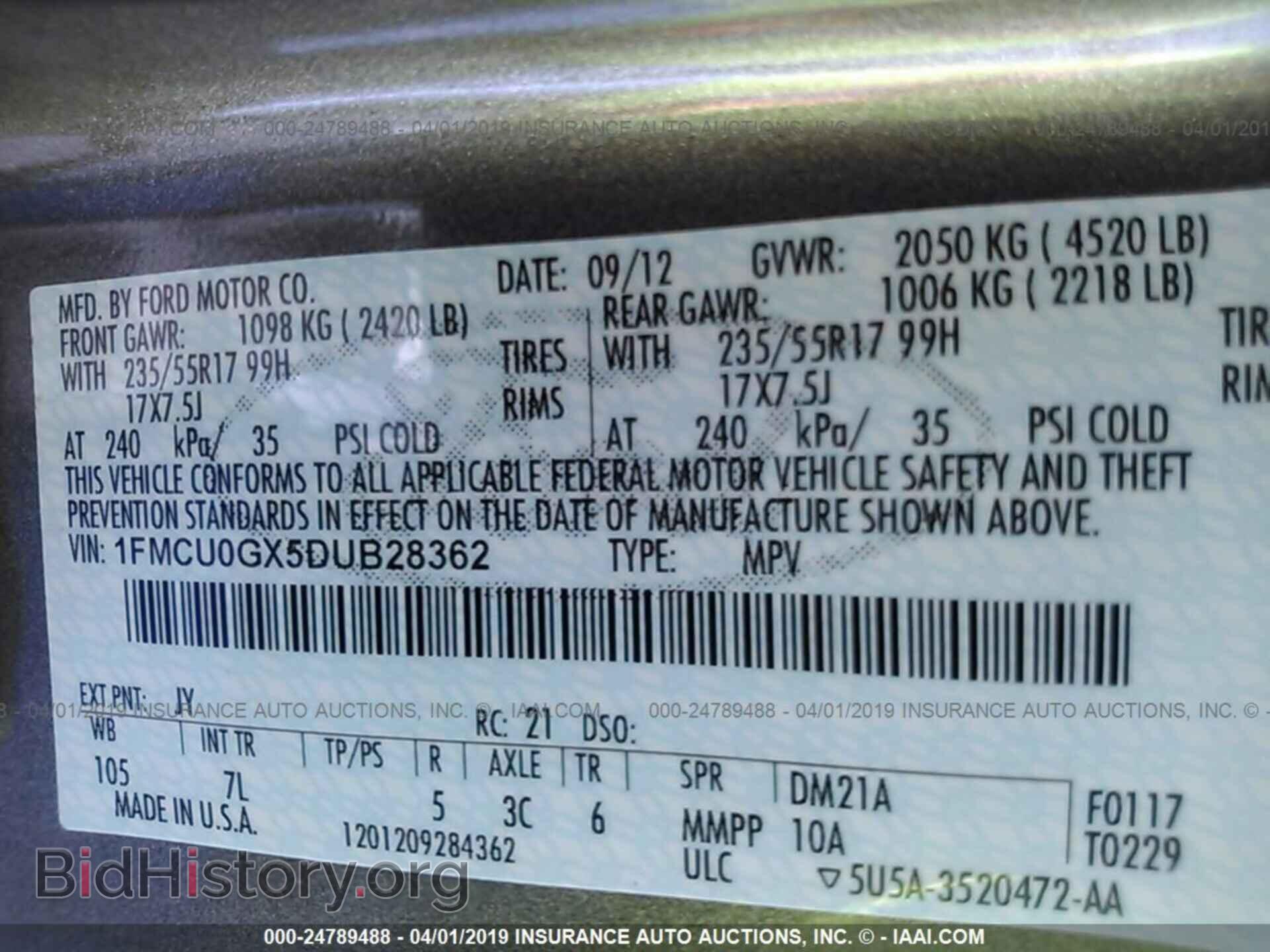 2013 FORD ESCAPE - VIN: 1FMCU0GX5DUB28362 - Фото 9