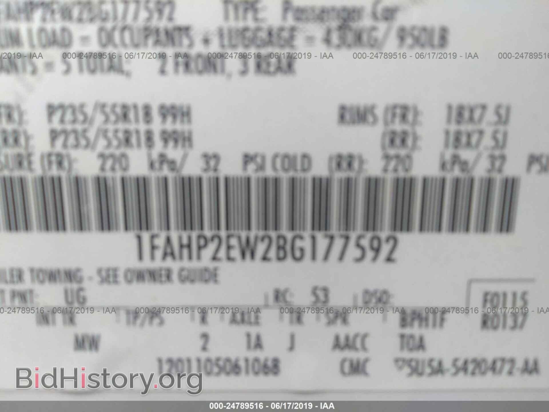 2011 FORD TAURUS - VIN: 1FAHP2EW2BG177592 - Фото 9