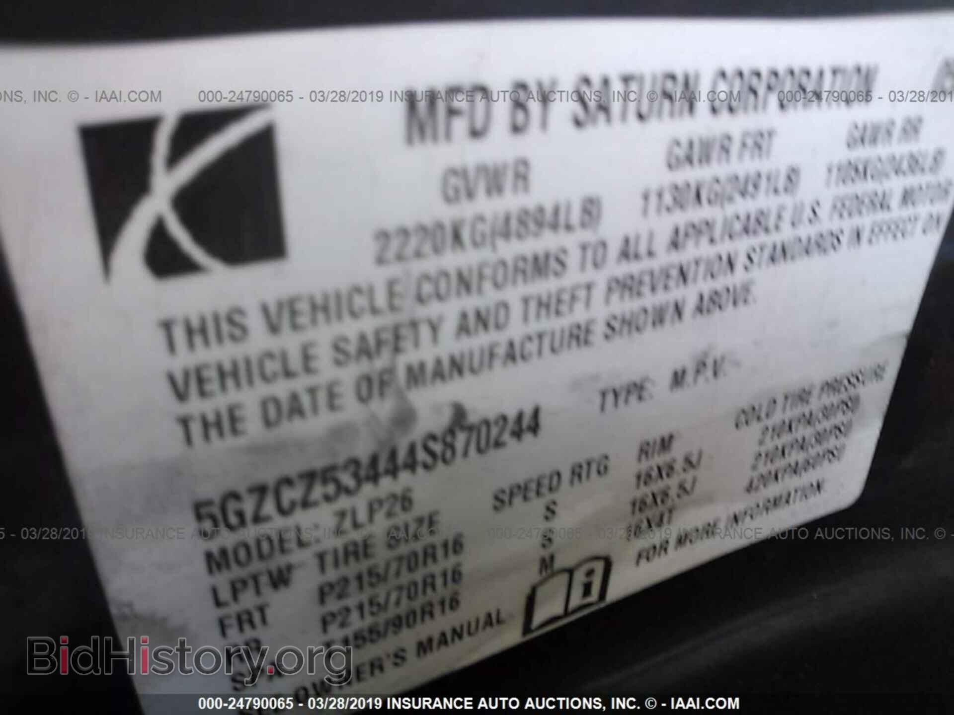2004 SATURN VUE - VIN: 5GZCZ53444S870244 - Фото 9