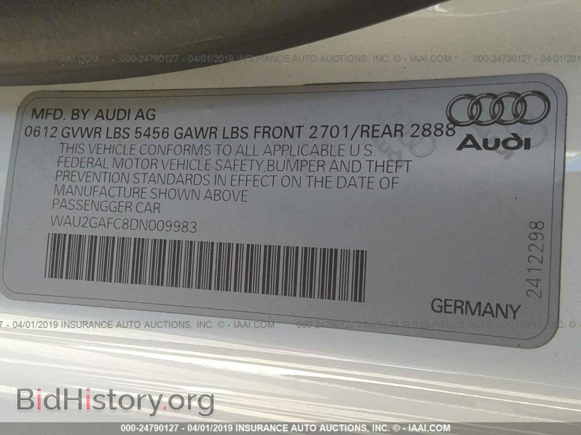 2013 AUDI A7 - VIN: WAU2GAFC8DN009983 - Фото 9