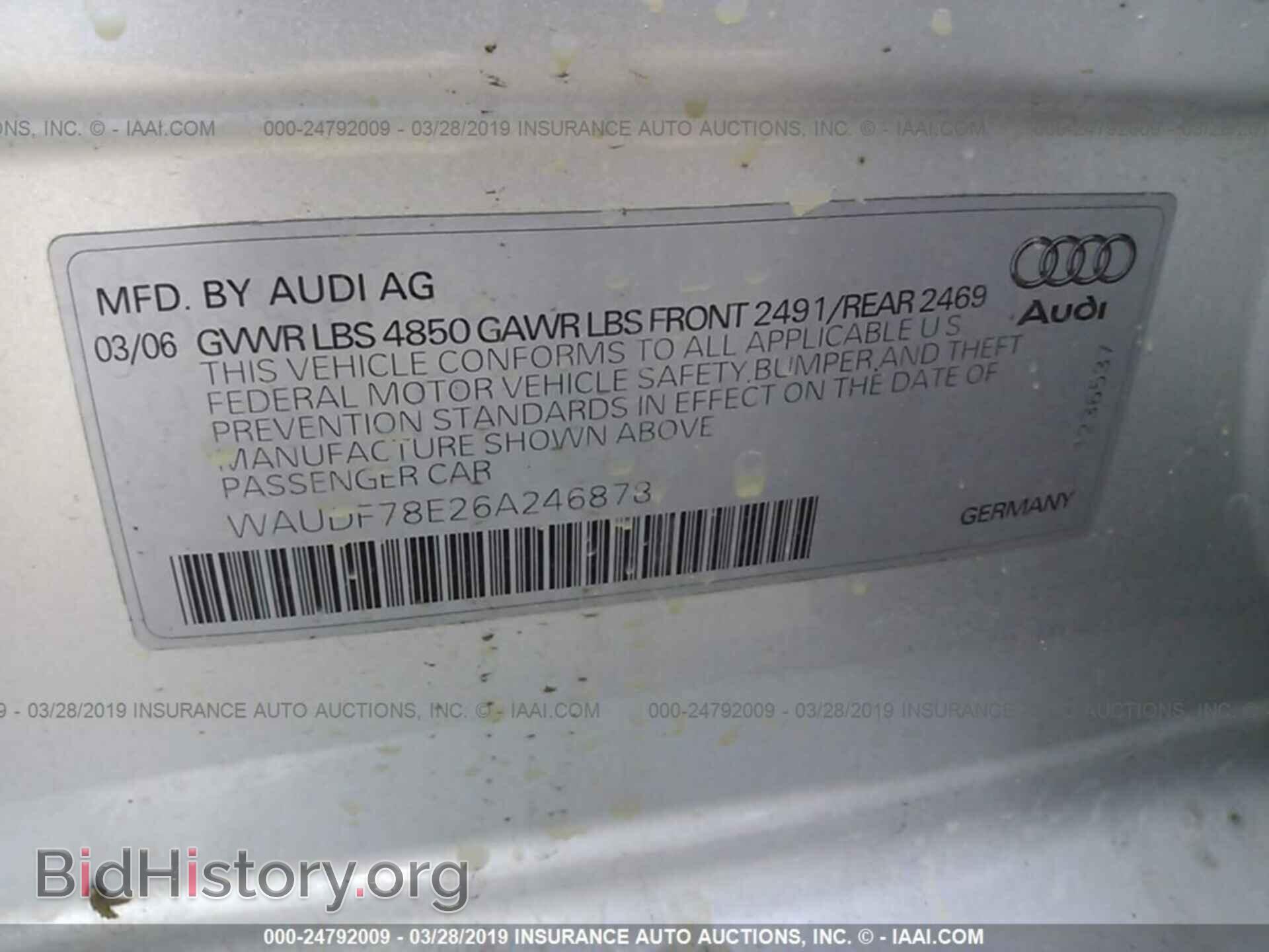 2006 AUDI A4 - VIN: WAUDF78E26A246878 - Photo 9