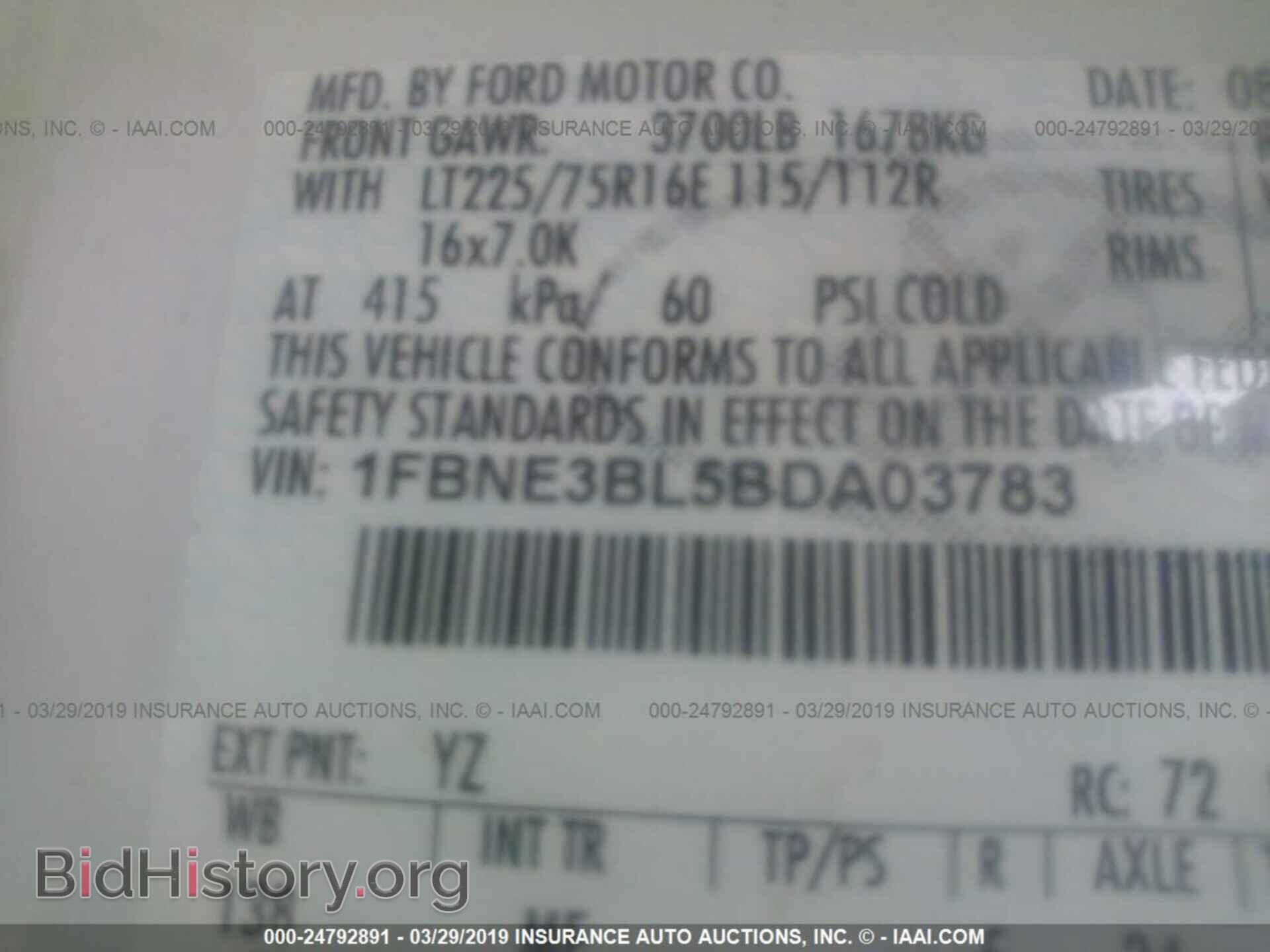 2011 FORD ECONOLINE - VIN: 1FBNE3BL5BDA03783 - Фото 9