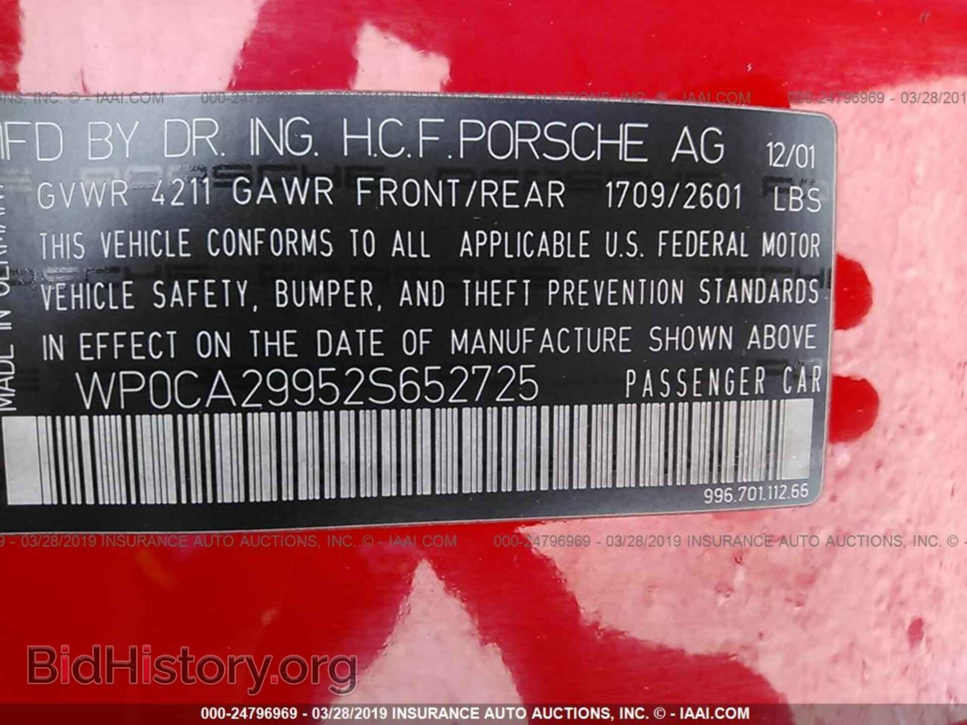 2002 PORSCHE 911 - VIN: WP0CA29952S652725 - Фото 9